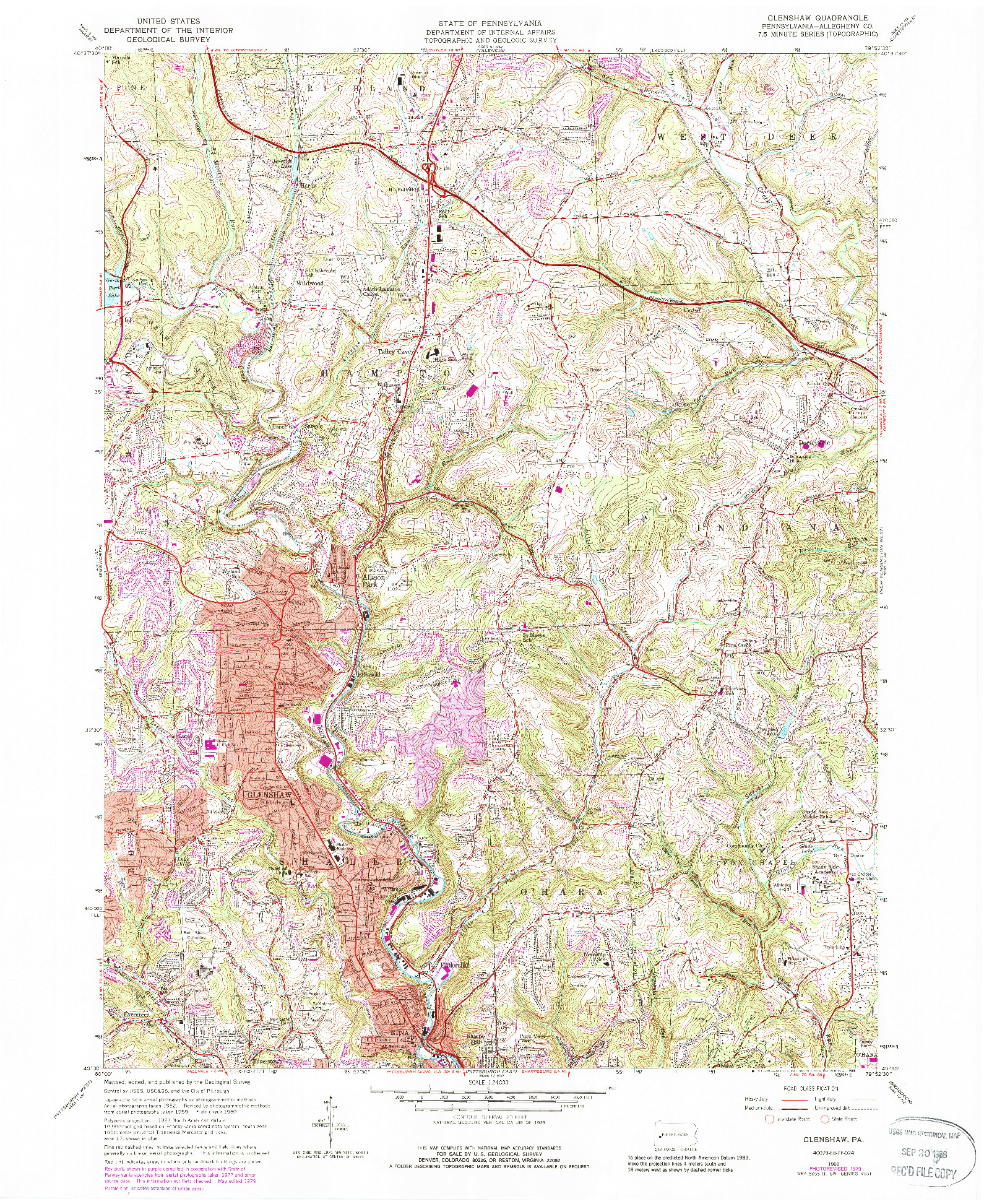 USGS 1:24000-SCALE QUADRANGLE FOR GLENSHAW, PA 1960