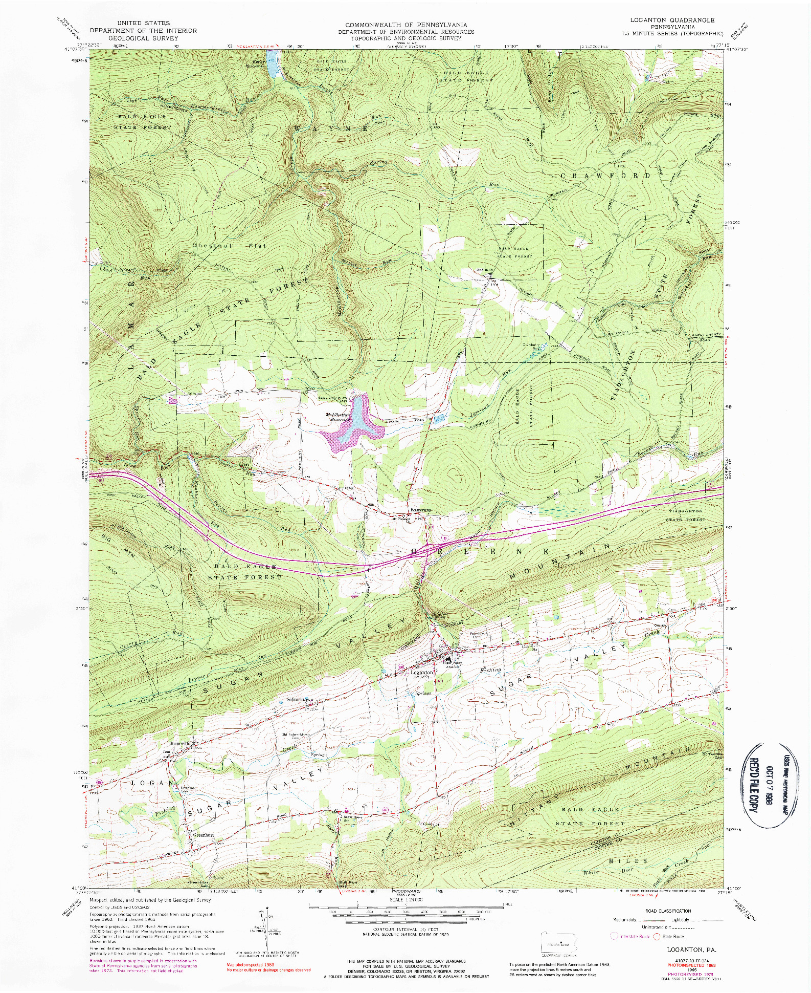 USGS 1:24000-SCALE QUADRANGLE FOR LOGANTON, PA 1965