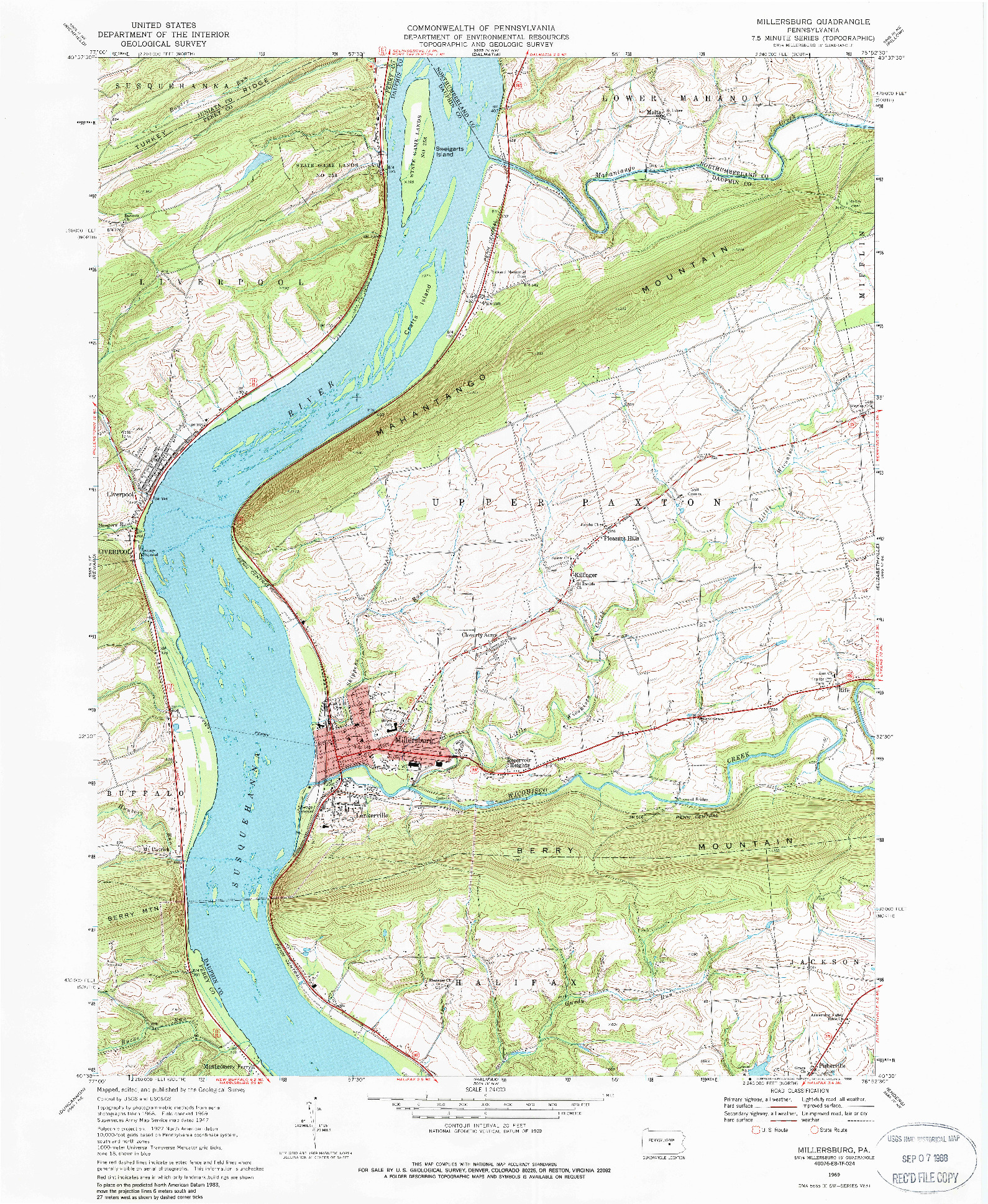 USGS 1:24000-SCALE QUADRANGLE FOR MILLERSBURG, PA 1969