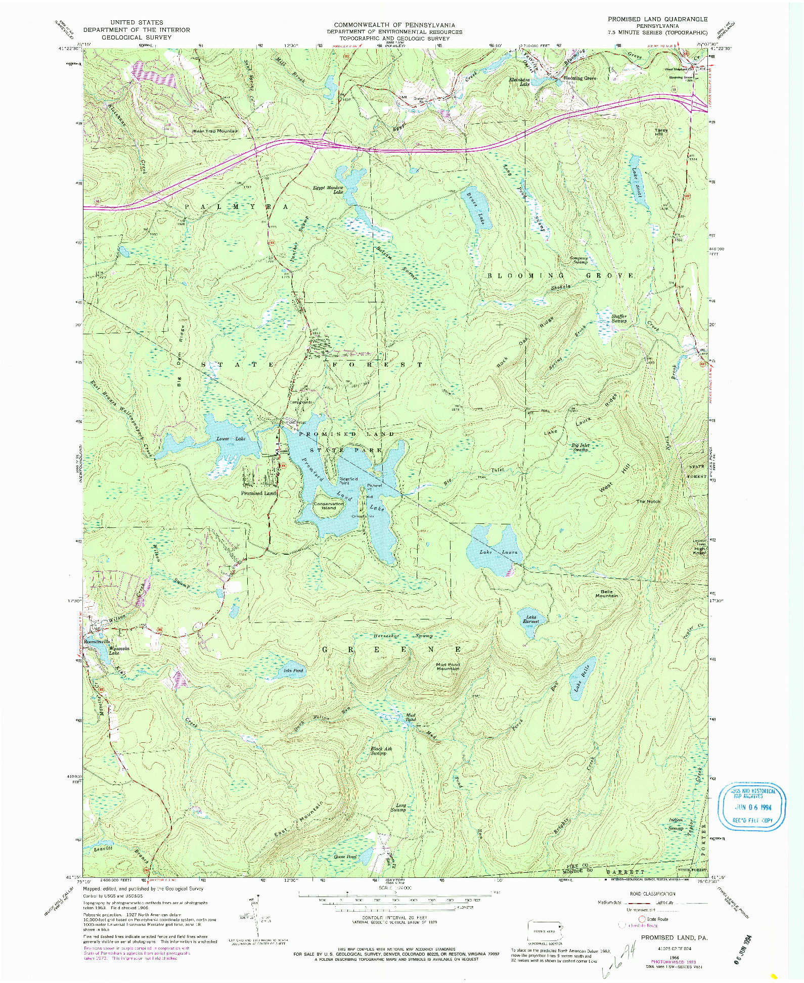 USGS 1:24000-SCALE QUADRANGLE FOR PROMISED LAND, PA 1966