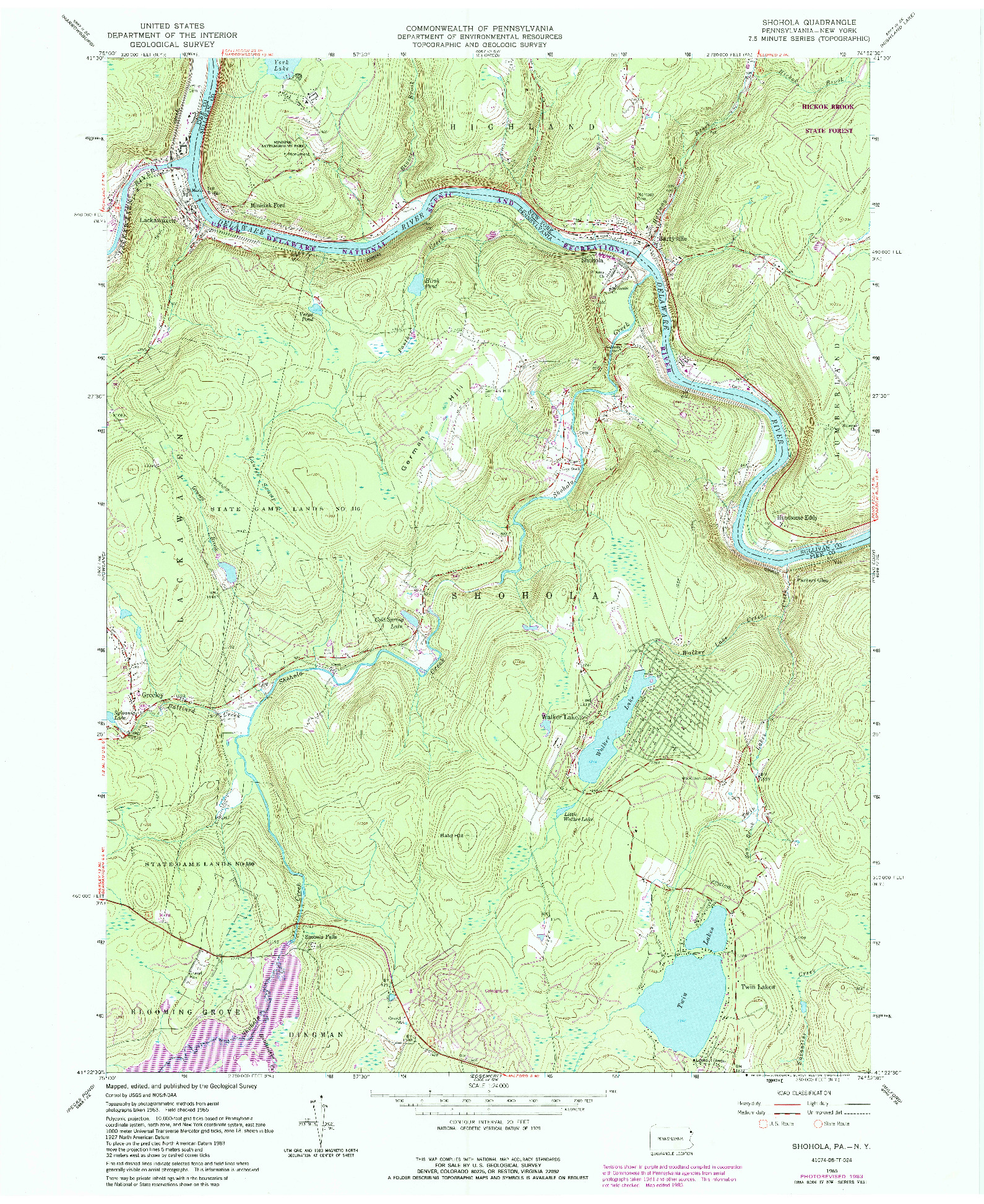 USGS 1:24000-SCALE QUADRANGLE FOR SHOHOLA, PA 1965