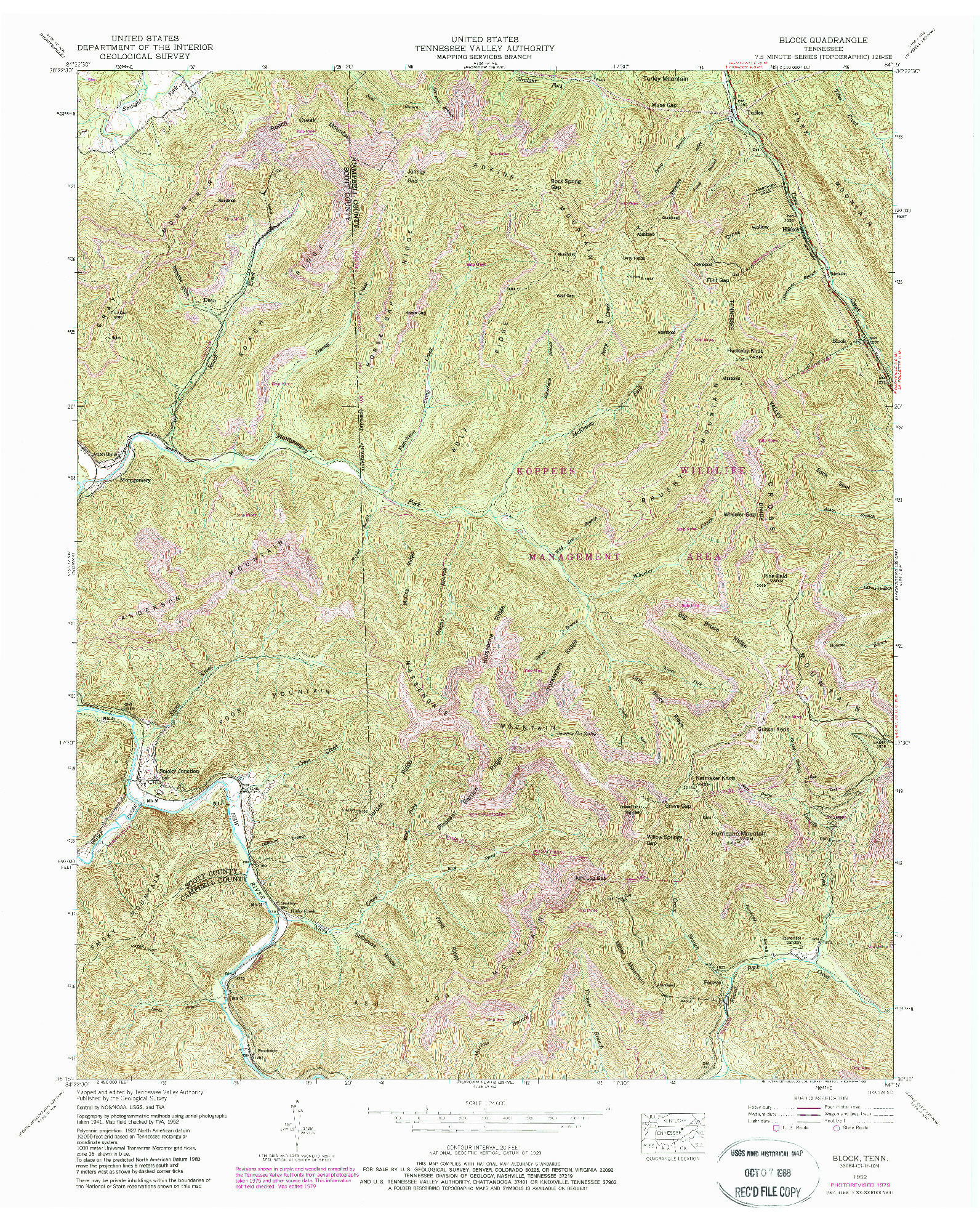 USGS 1:24000-SCALE QUADRANGLE FOR BLOCK, TN 1952