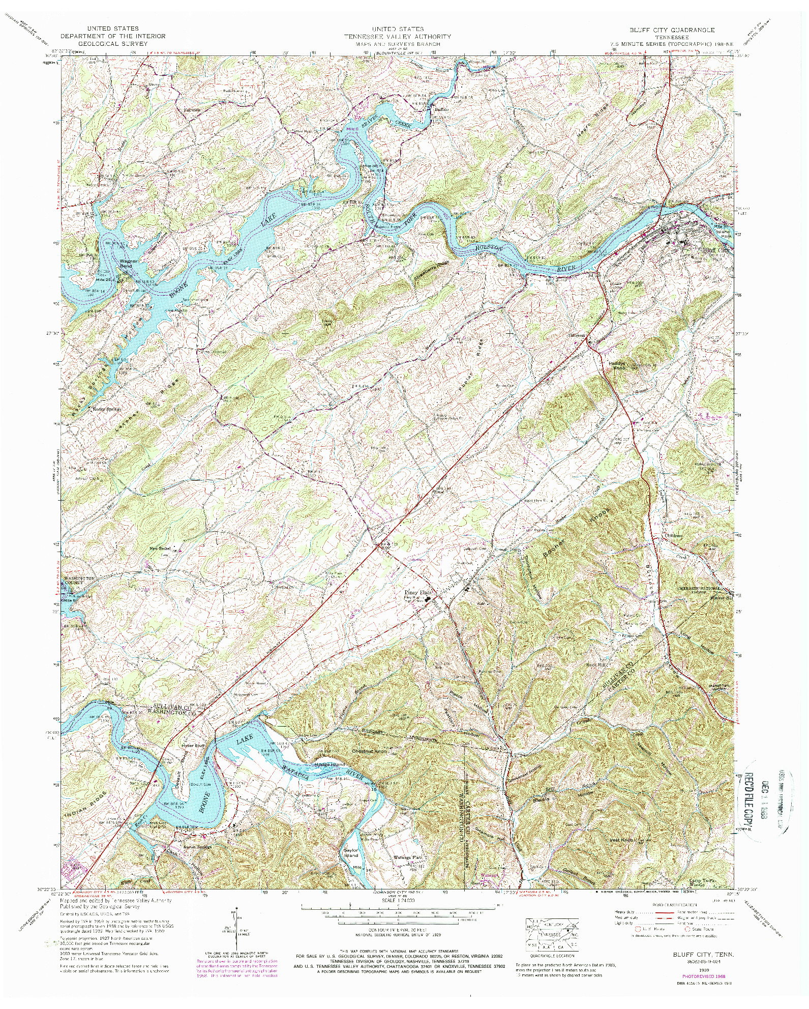 USGS 1:24000-SCALE QUADRANGLE FOR BLUFF CITY, TN 1959