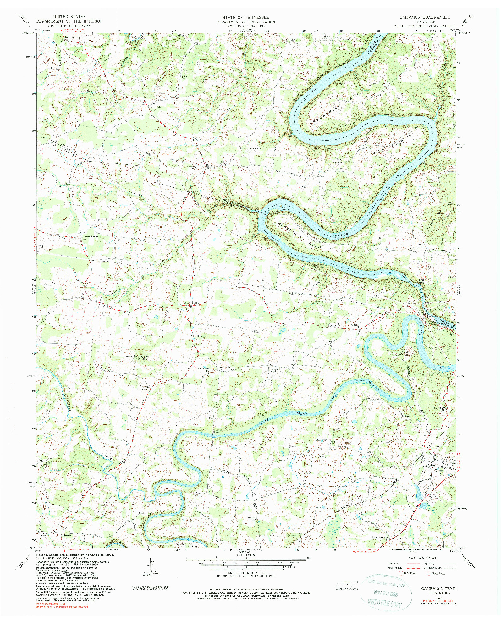 USGS 1:24000-SCALE QUADRANGLE FOR CAMPAIGN, TN 1960