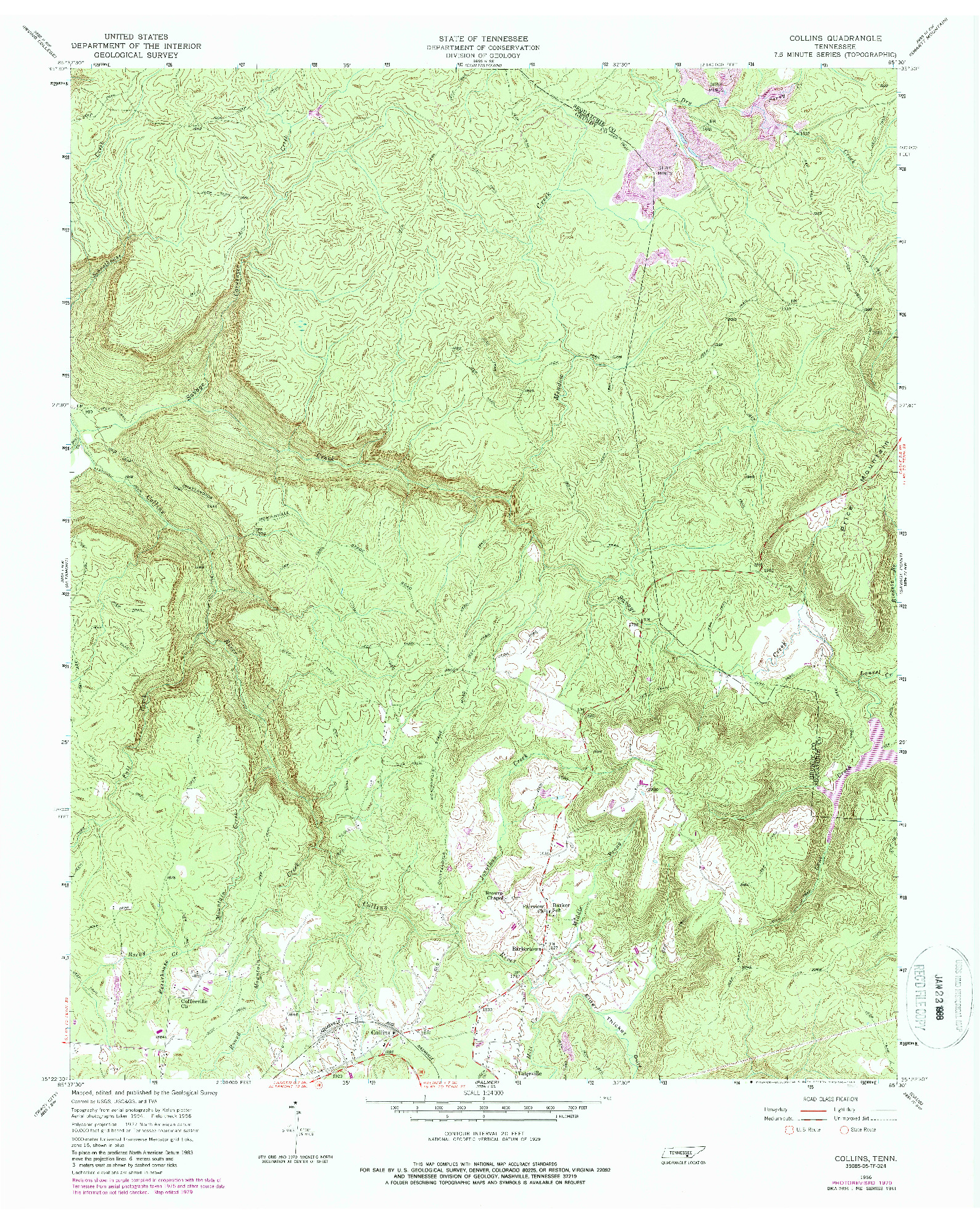 USGS 1:24000-SCALE QUADRANGLE FOR COLLINS, TN 1956