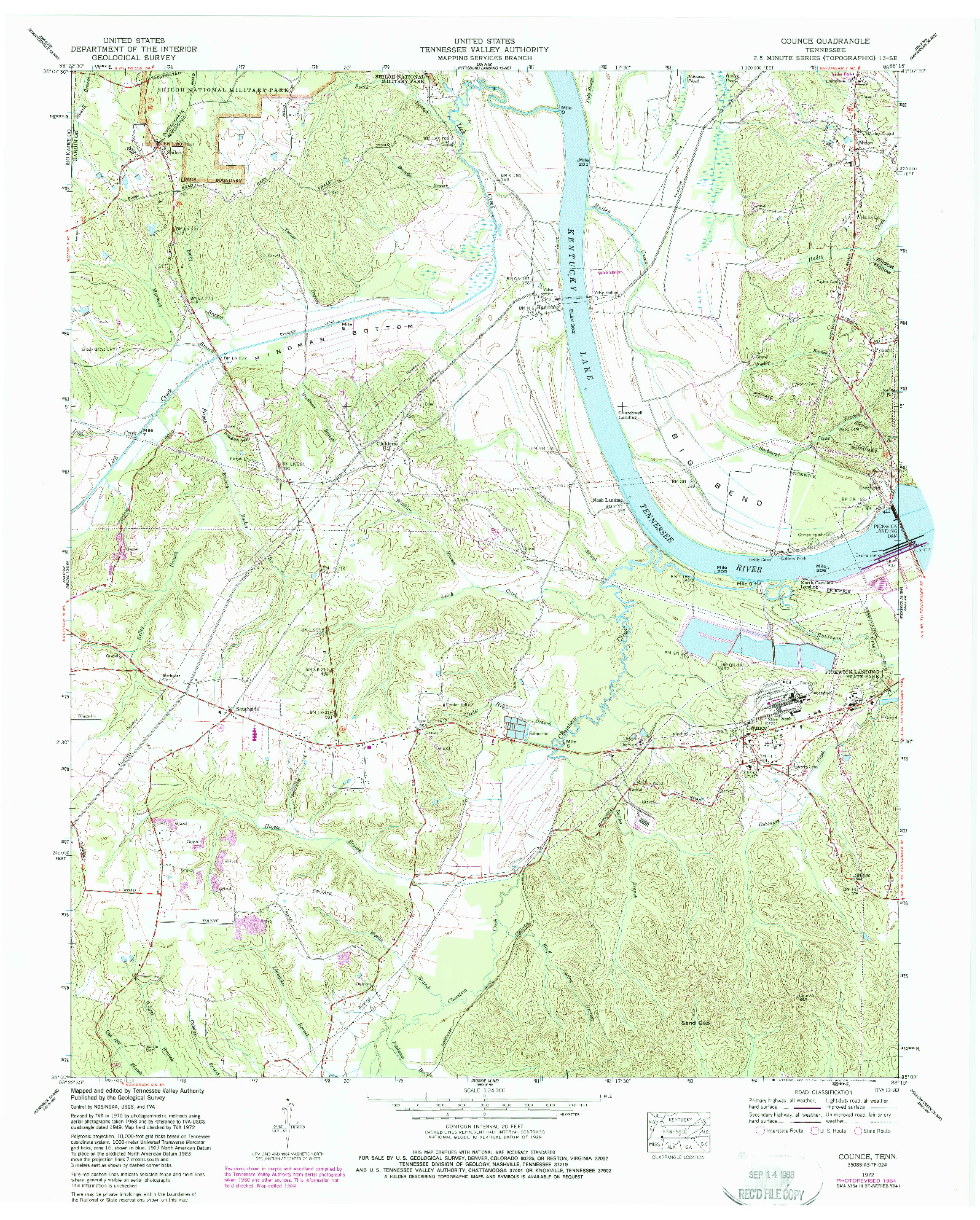 USGS 1:24000-SCALE QUADRANGLE FOR COUNCE, TN 1972