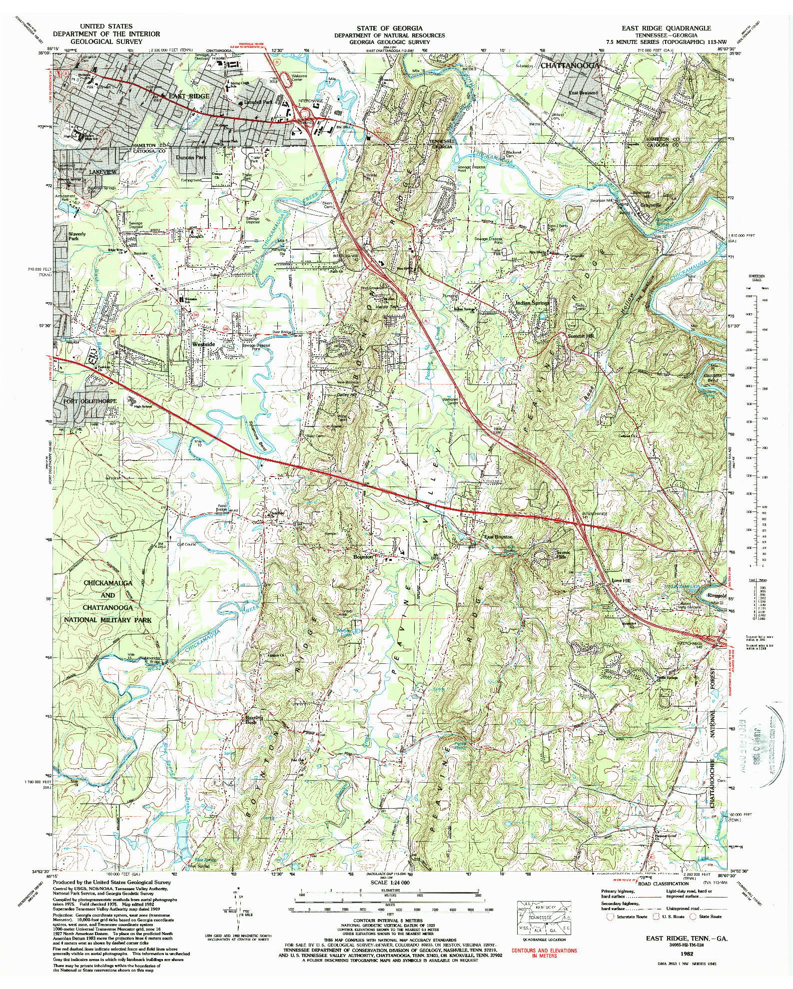 USGS 1:24000-SCALE QUADRANGLE FOR EAST RIDGE, TN 1982