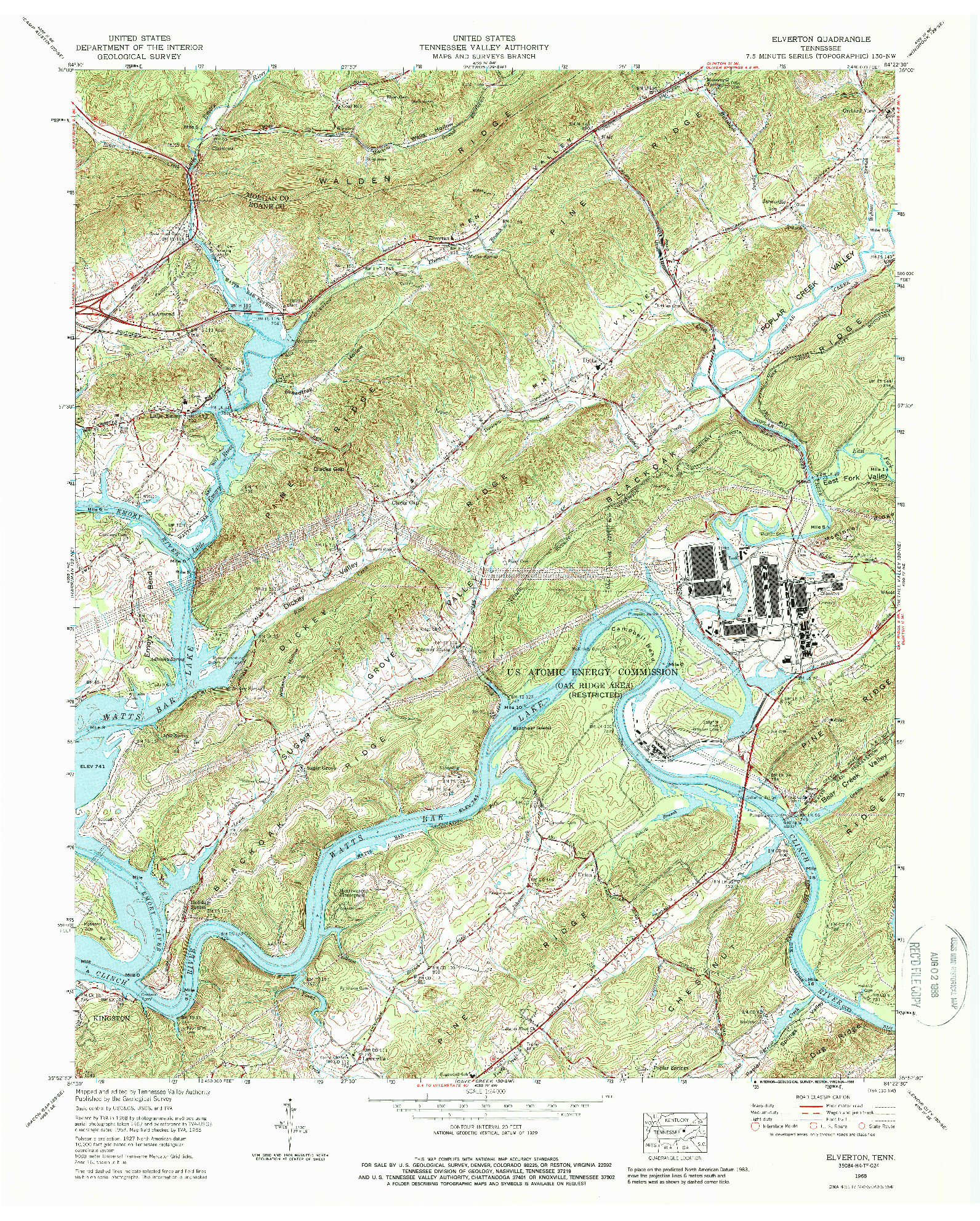 USGS 1:24000-SCALE QUADRANGLE FOR ELVERTON, TN 1968