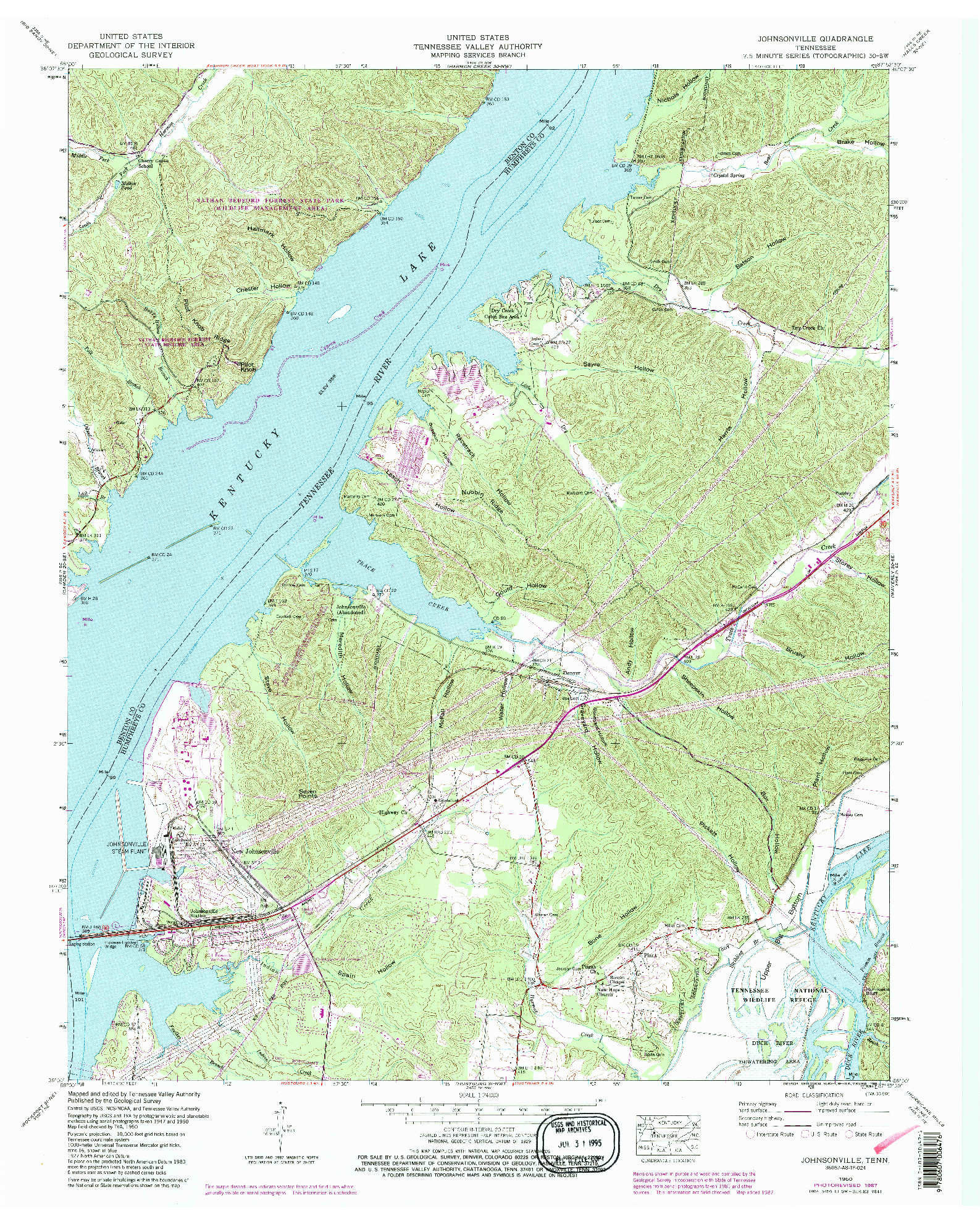 USGS 1:24000-SCALE QUADRANGLE FOR JOHNSONVILLE, TN 1950