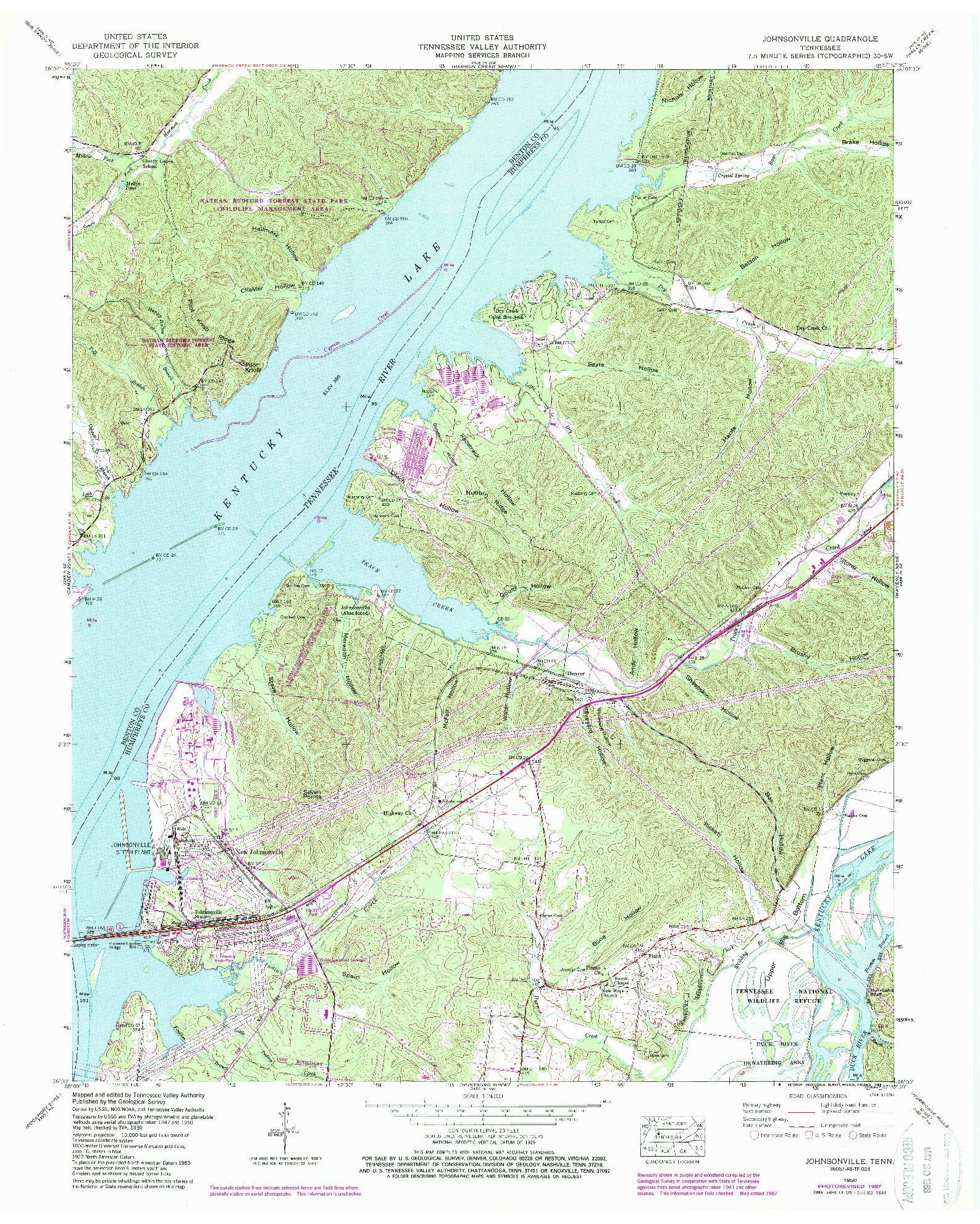 USGS 1:24000-SCALE QUADRANGLE FOR JOHNSONVILLE, TN 1950