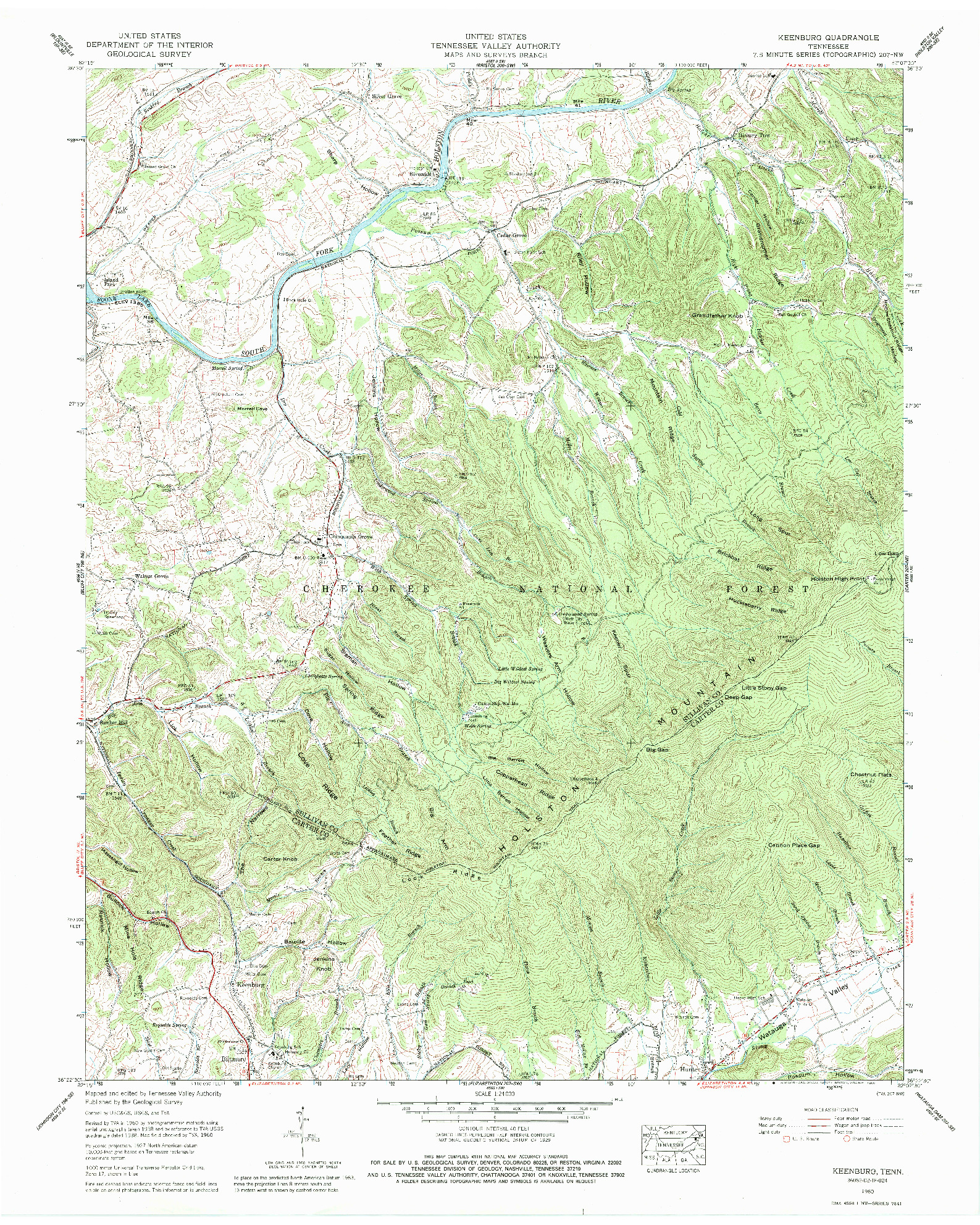 USGS 1:24000-SCALE QUADRANGLE FOR KEENBURG, TN 1960