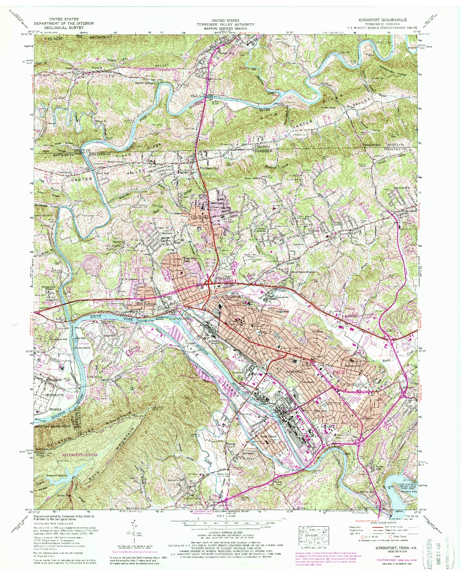 USGS 1:24000-SCALE QUADRANGLE FOR KINGSPORT, TN 1959