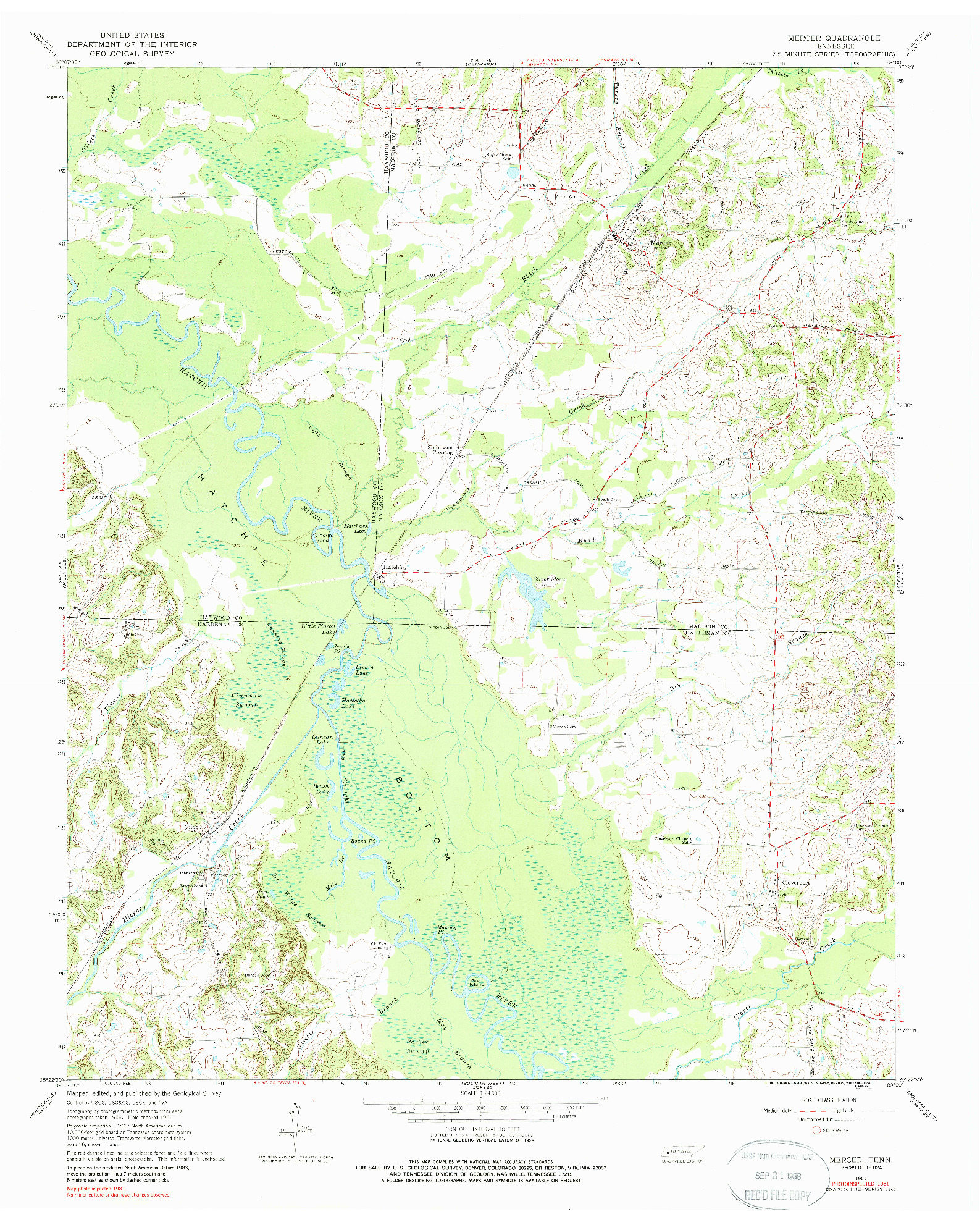 USGS 1:24000-SCALE QUADRANGLE FOR MERCER, TN 1961