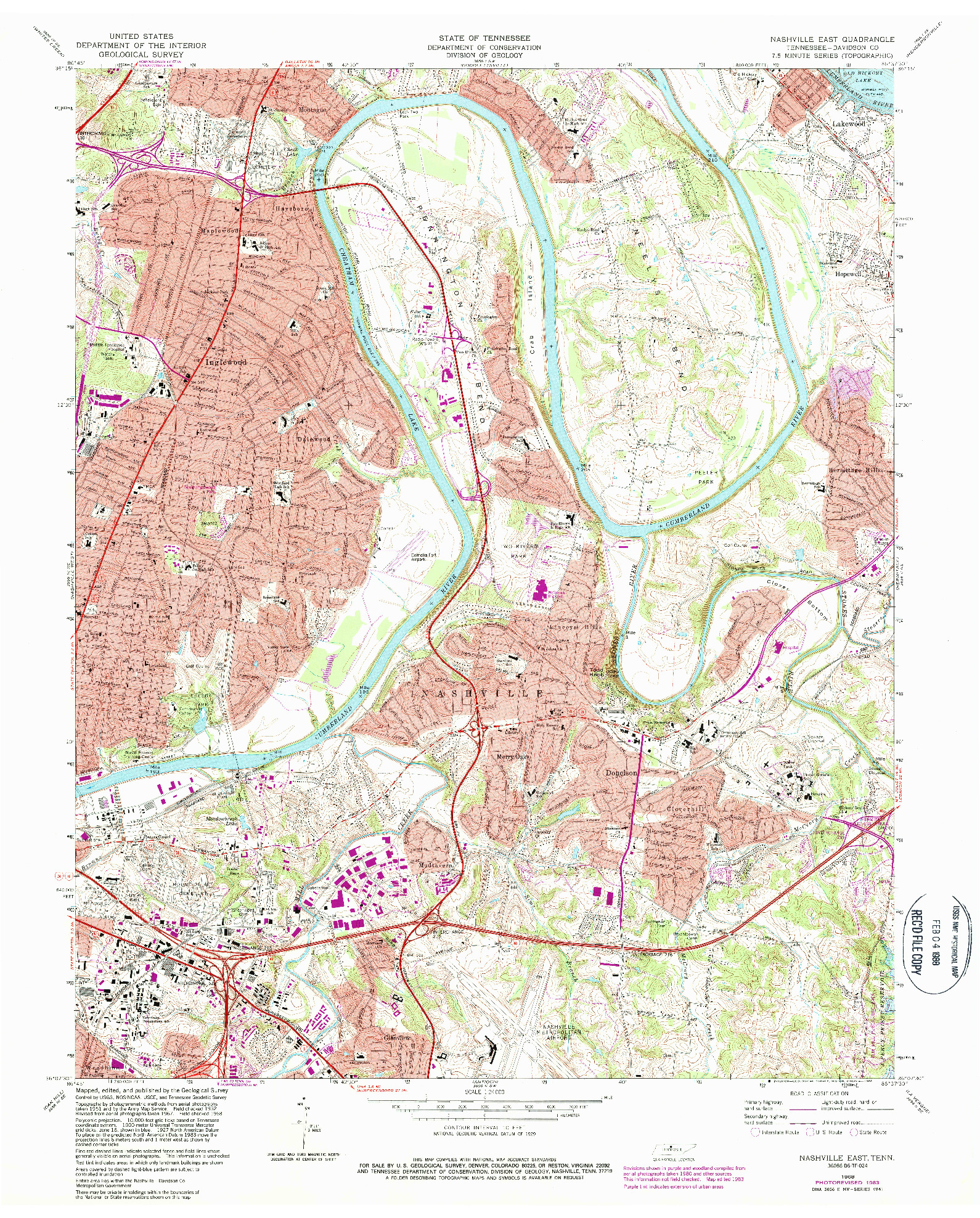 USGS 1:24000-SCALE QUADRANGLE FOR NASHVILLE EAST, TN 1968