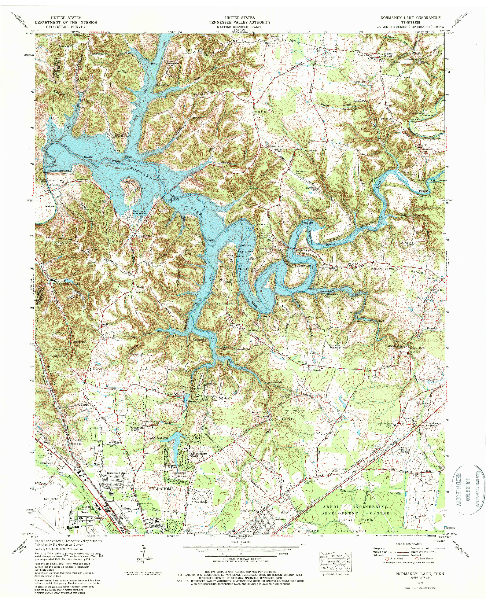 USGS 1:24000-SCALE QUADRANGLE FOR NORMANDY LAKE, TN 1976