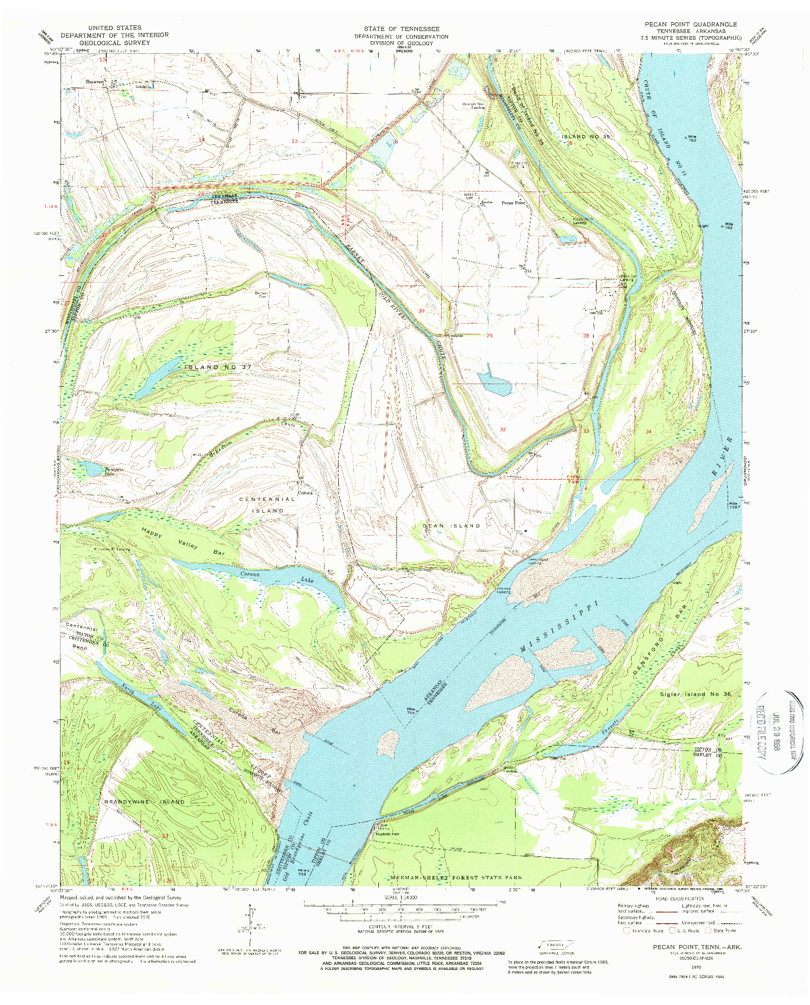 USGS 1:24000-SCALE QUADRANGLE FOR PECAN POINT, TN 1970
