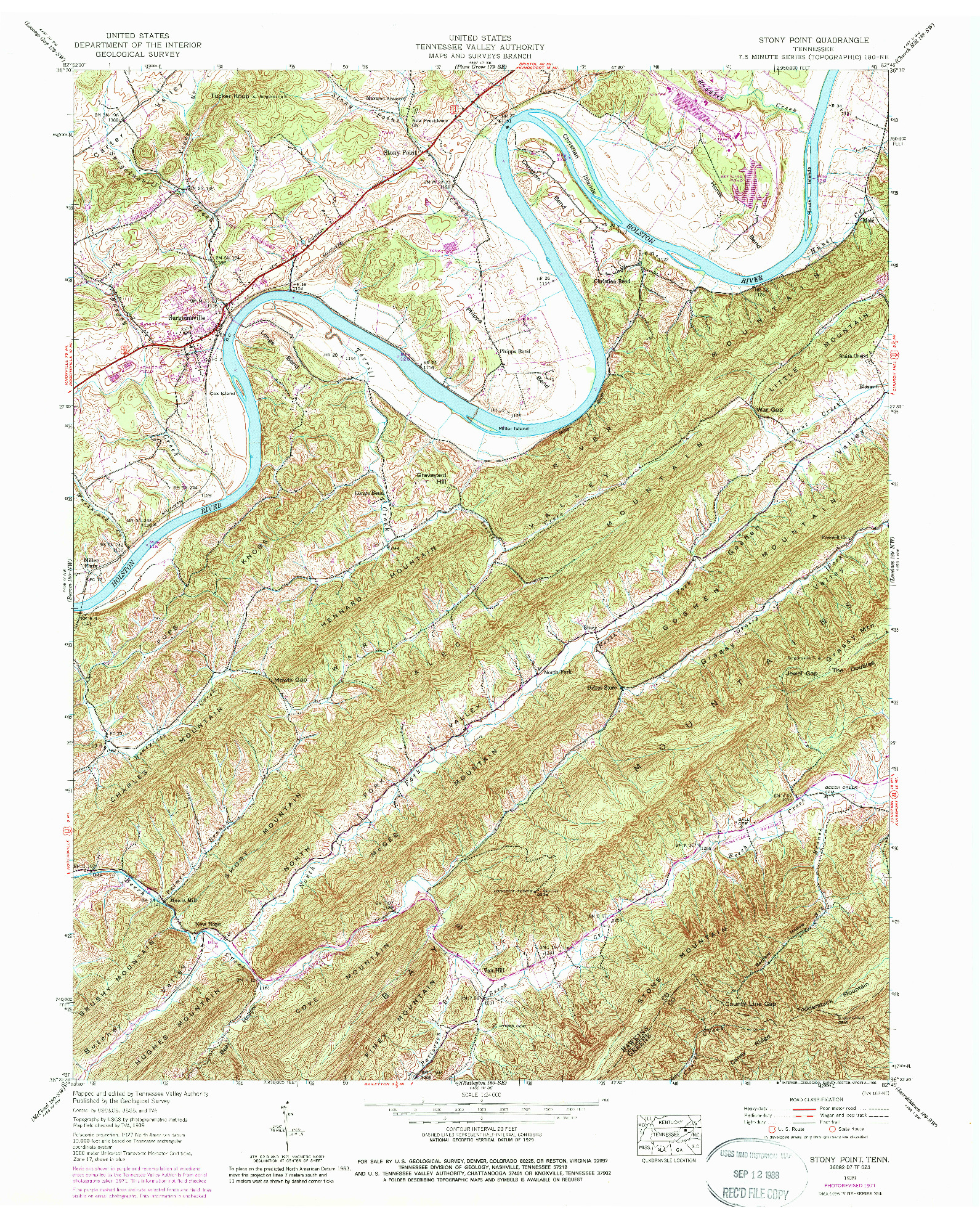 USGS 1:24000-SCALE QUADRANGLE FOR STONY POINT, TN 1939