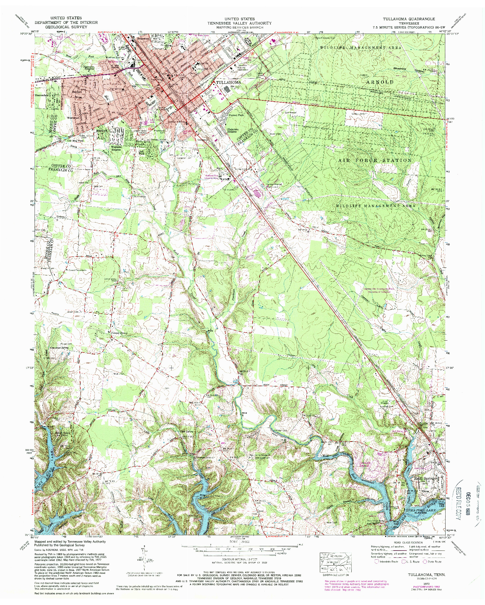 USGS 1:24000-SCALE QUADRANGLE FOR TULLAHOMA, TN 1972