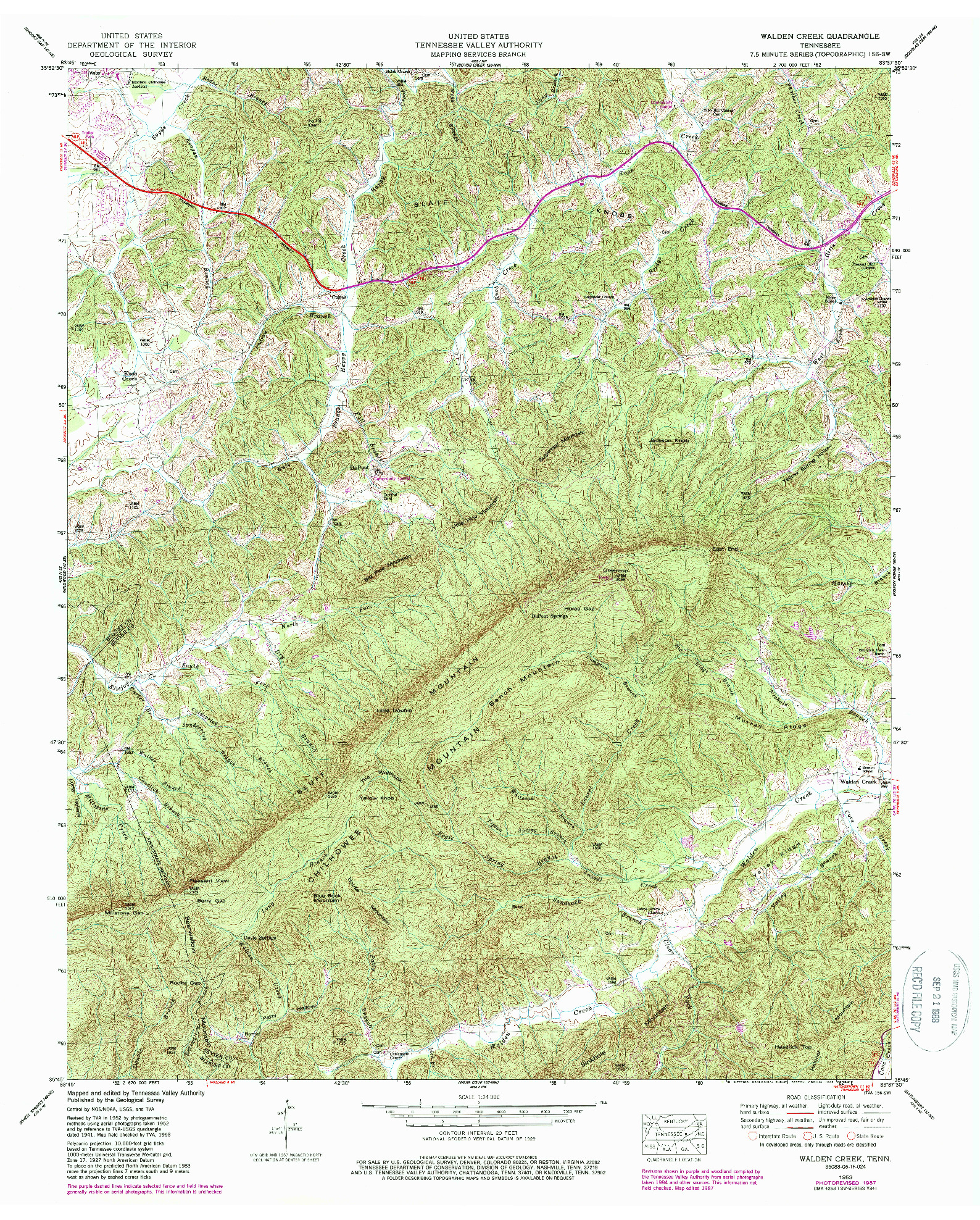 USGS 1:24000-SCALE QUADRANGLE FOR WALDEN CREEK, TN 1953