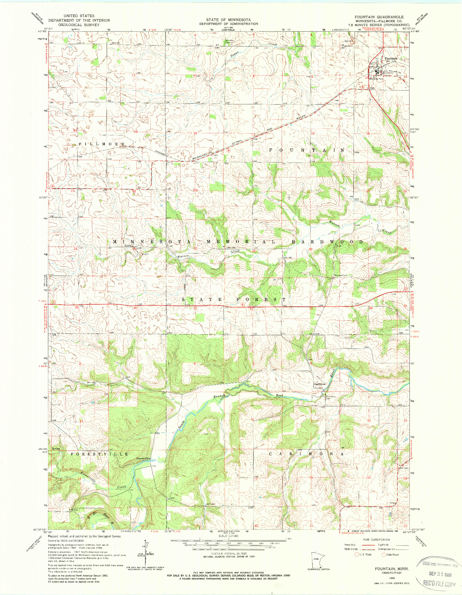 USGS 1:24000-SCALE QUADRANGLE FOR FOUNTAIN, MN 1965
