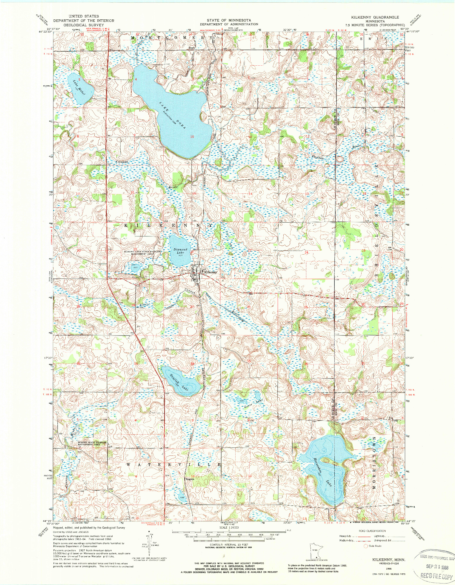 USGS 1:24000-SCALE QUADRANGLE FOR KILKENNY, MN 1966
