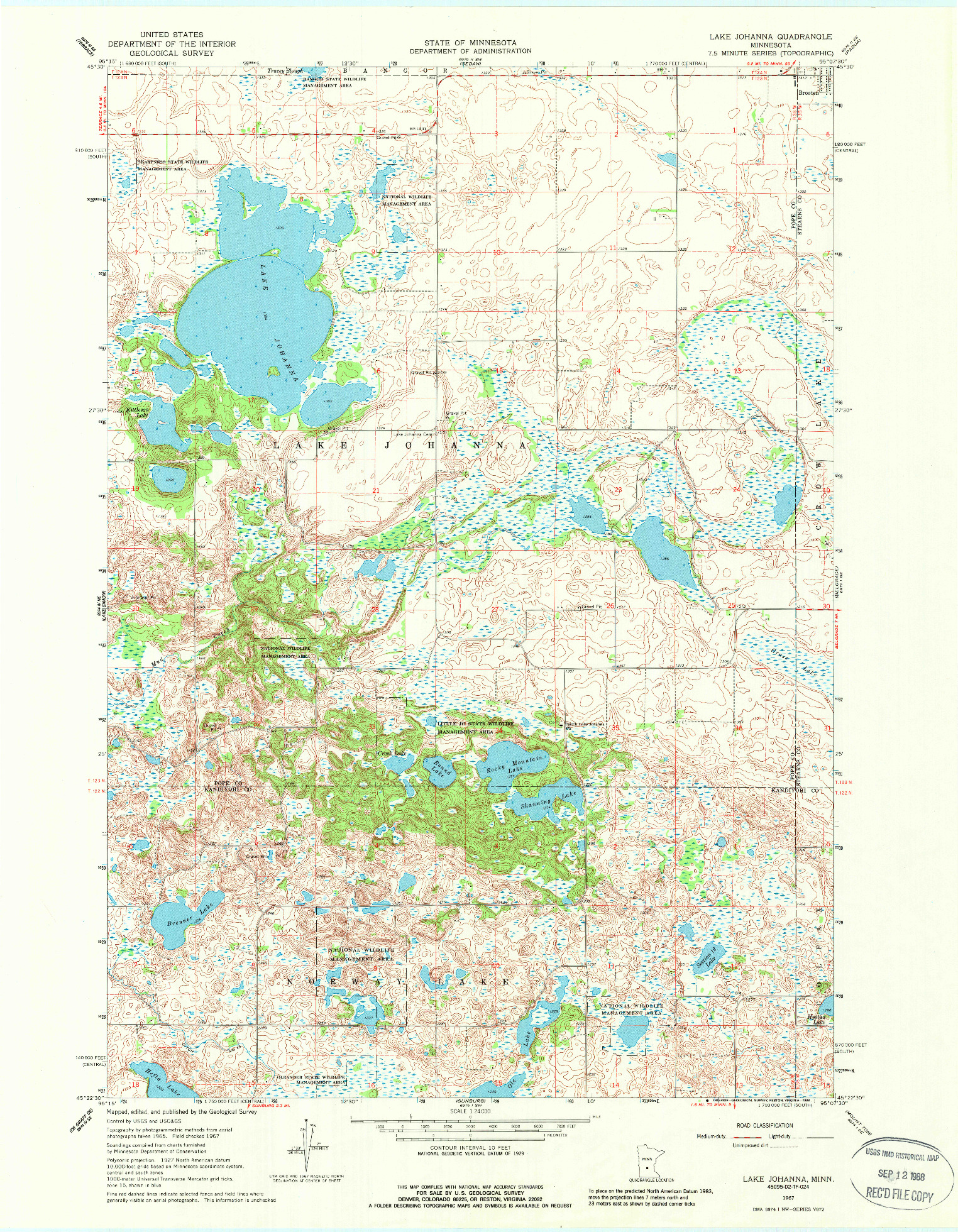 USGS 1:24000-SCALE QUADRANGLE FOR LAKE JOHANNA, MN 1967