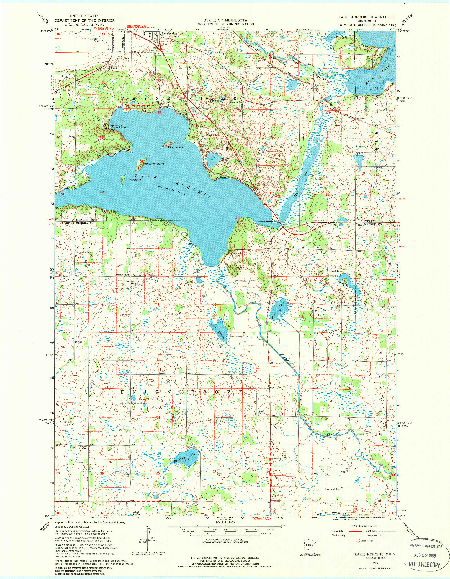 USGS 1:24000-SCALE QUADRANGLE FOR LAKE KORONIS, MN 1967