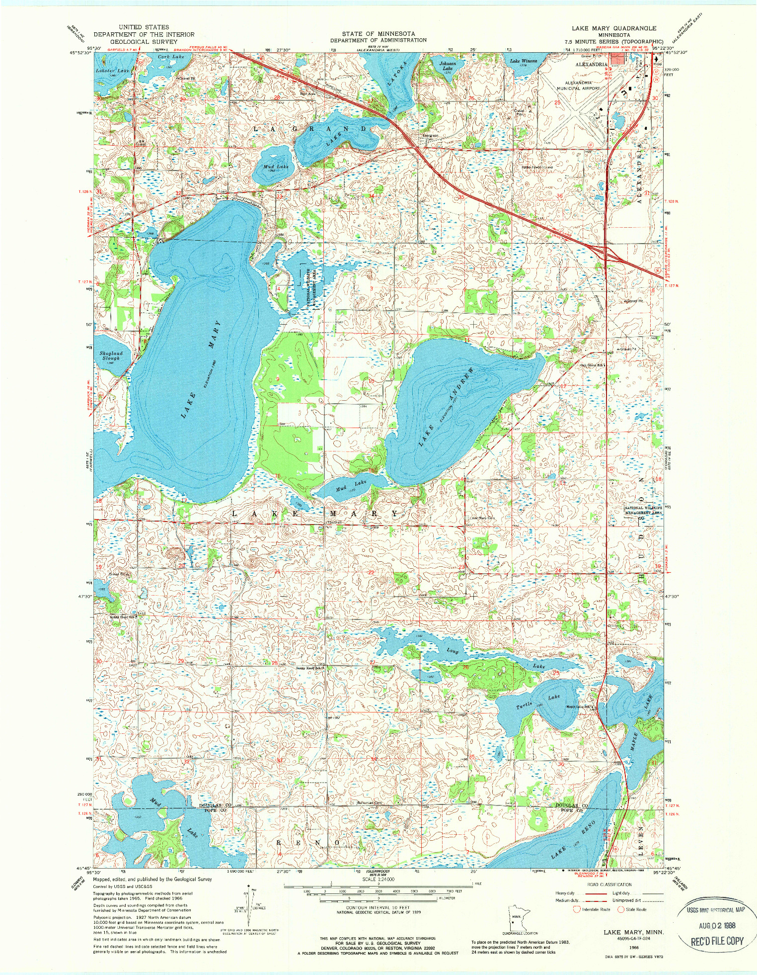 USGS 1:24000-SCALE QUADRANGLE FOR LAKE MARY, MN 1966