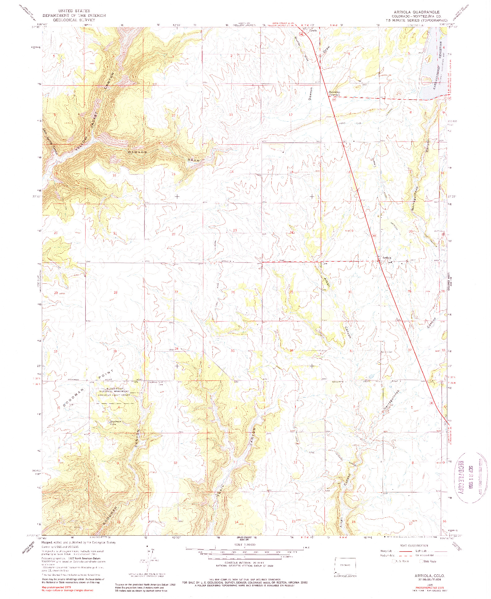 USGS 1:24000-SCALE QUADRANGLE FOR ARRIOLA, CO 1965