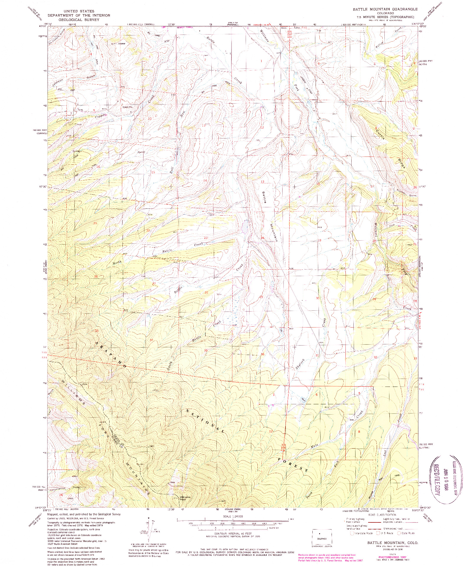 USGS 1:24000-SCALE QUADRANGLE FOR BATTLE MOUNTAIN, CO 1979