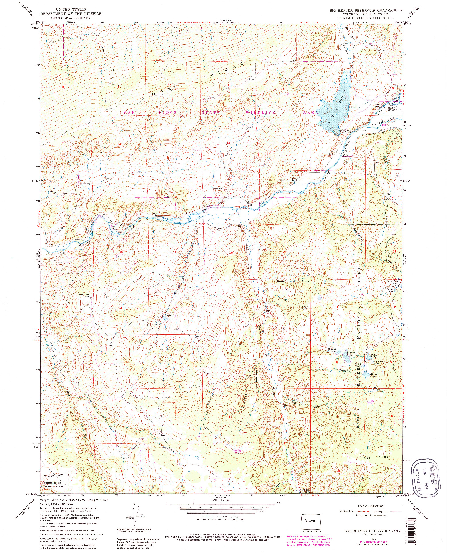 USGS 1:24000-SCALE QUADRANGLE FOR BIG BEAVER RESERVOIR, CO 1966