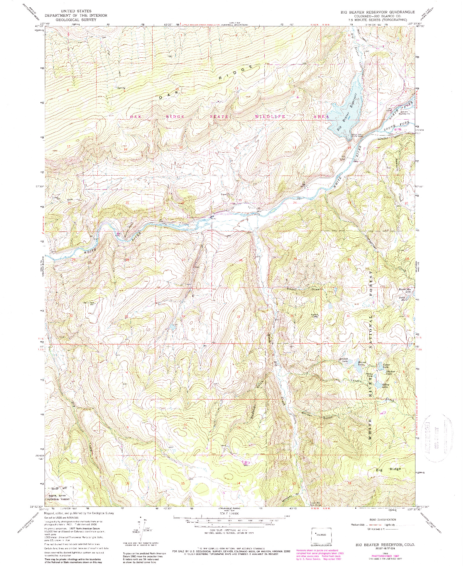 USGS 1:24000-SCALE QUADRANGLE FOR BIG BEAVER RESERVOIR, CO 1966