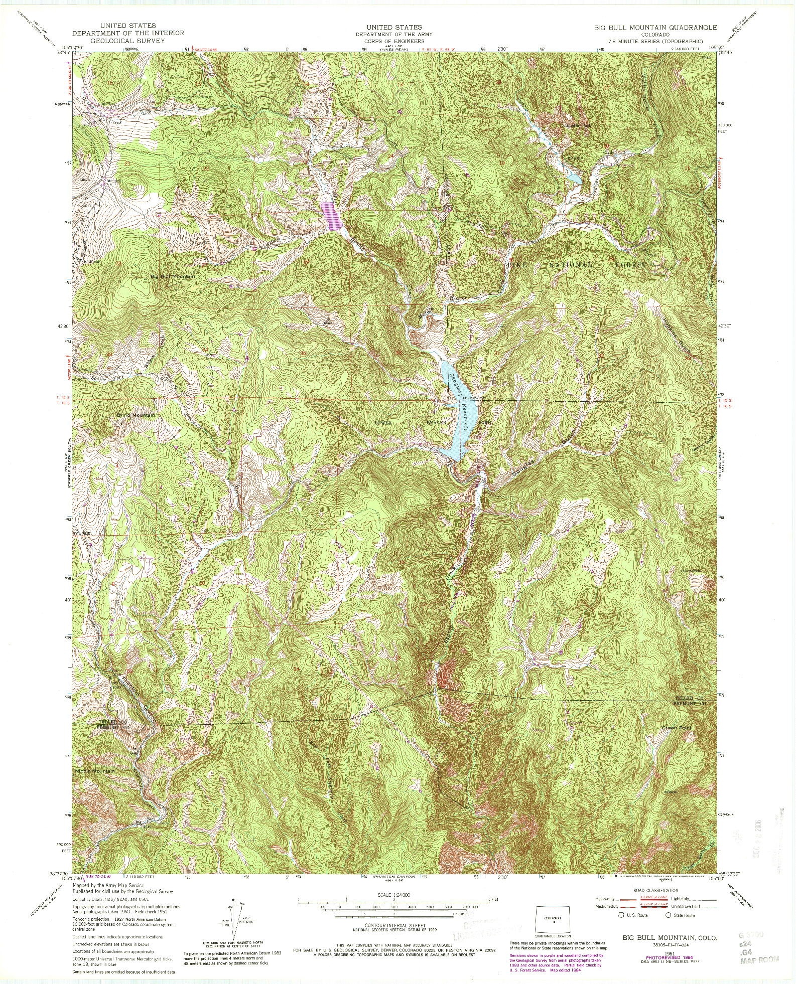 USGS 1:24000-SCALE QUADRANGLE FOR BIG BULL MOUNTAIN, CO 1951