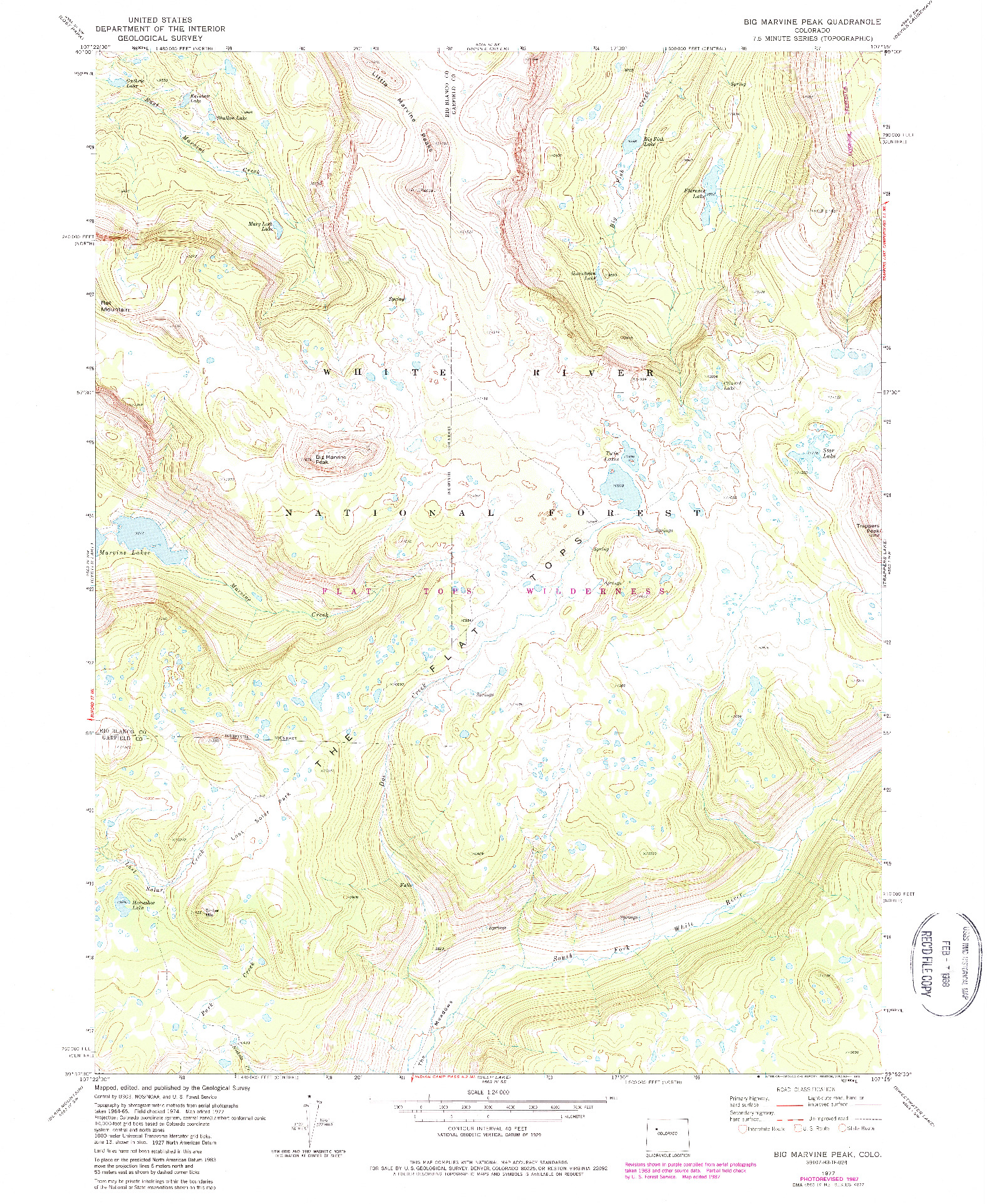USGS 1:24000-SCALE QUADRANGLE FOR BIG MARVINE PEAK, CO 1977
