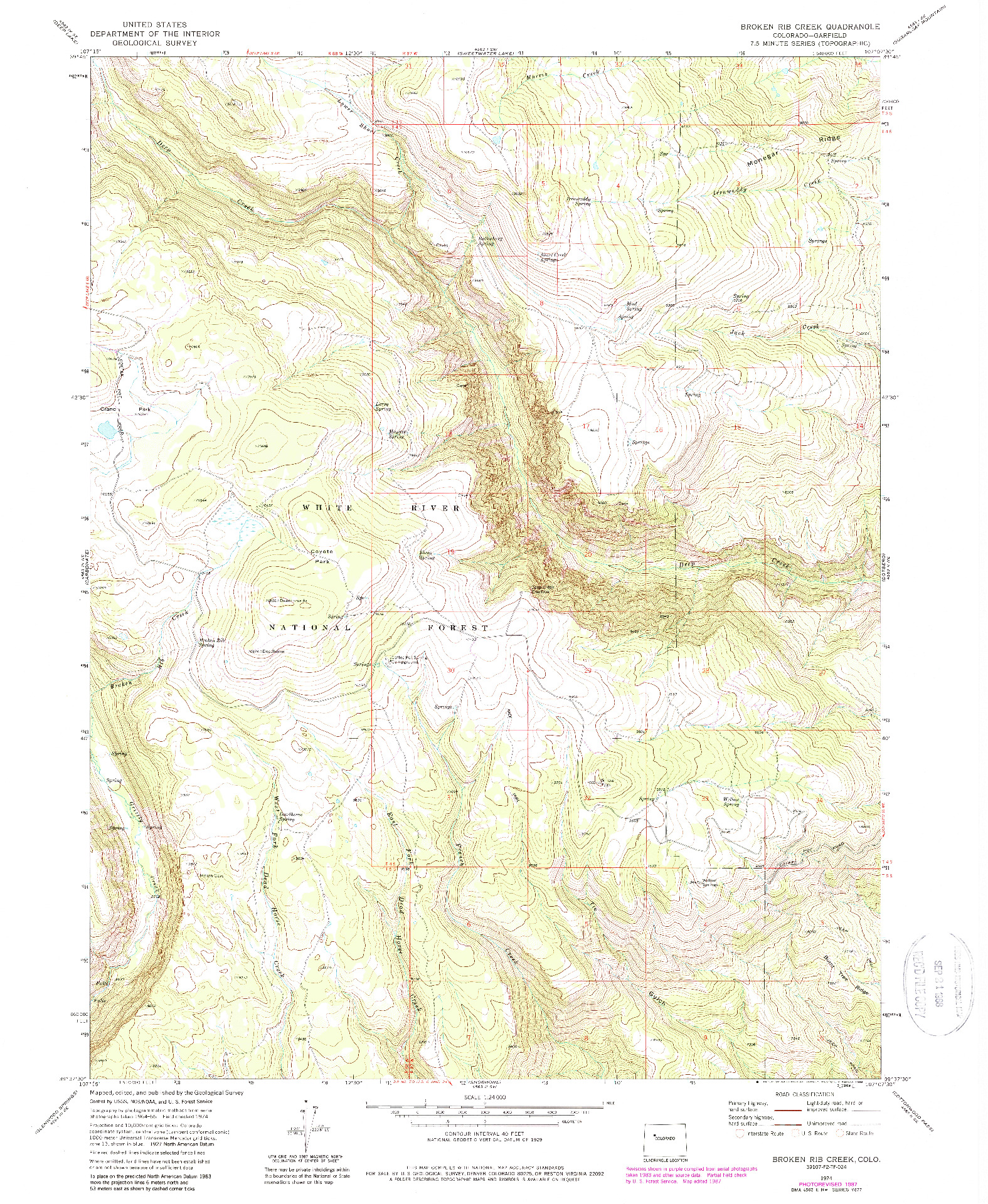 USGS 1:24000-SCALE QUADRANGLE FOR BROKEN RIB CREEK, CO 1974