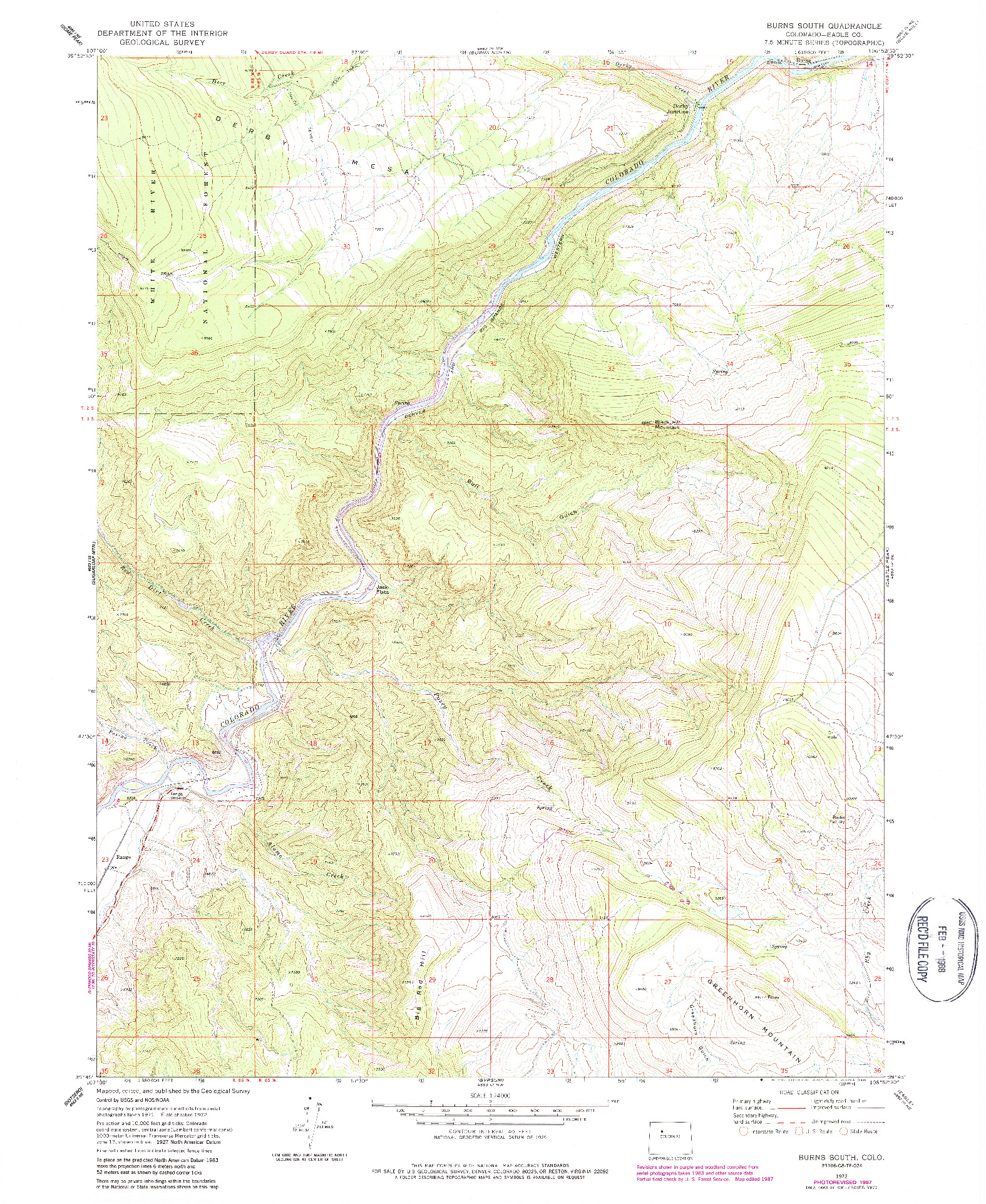 USGS 1:24000-SCALE QUADRANGLE FOR BURNS SOUTH, CO 1972