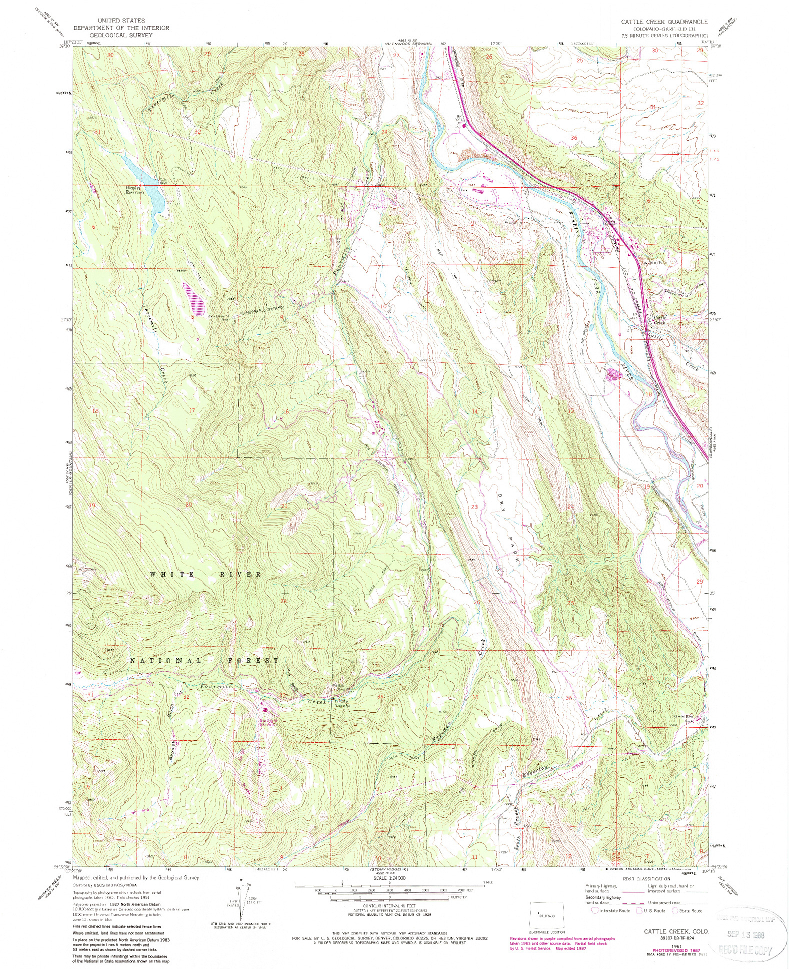 USGS 1:24000-SCALE QUADRANGLE FOR CATTLE CREEK, CO 1961