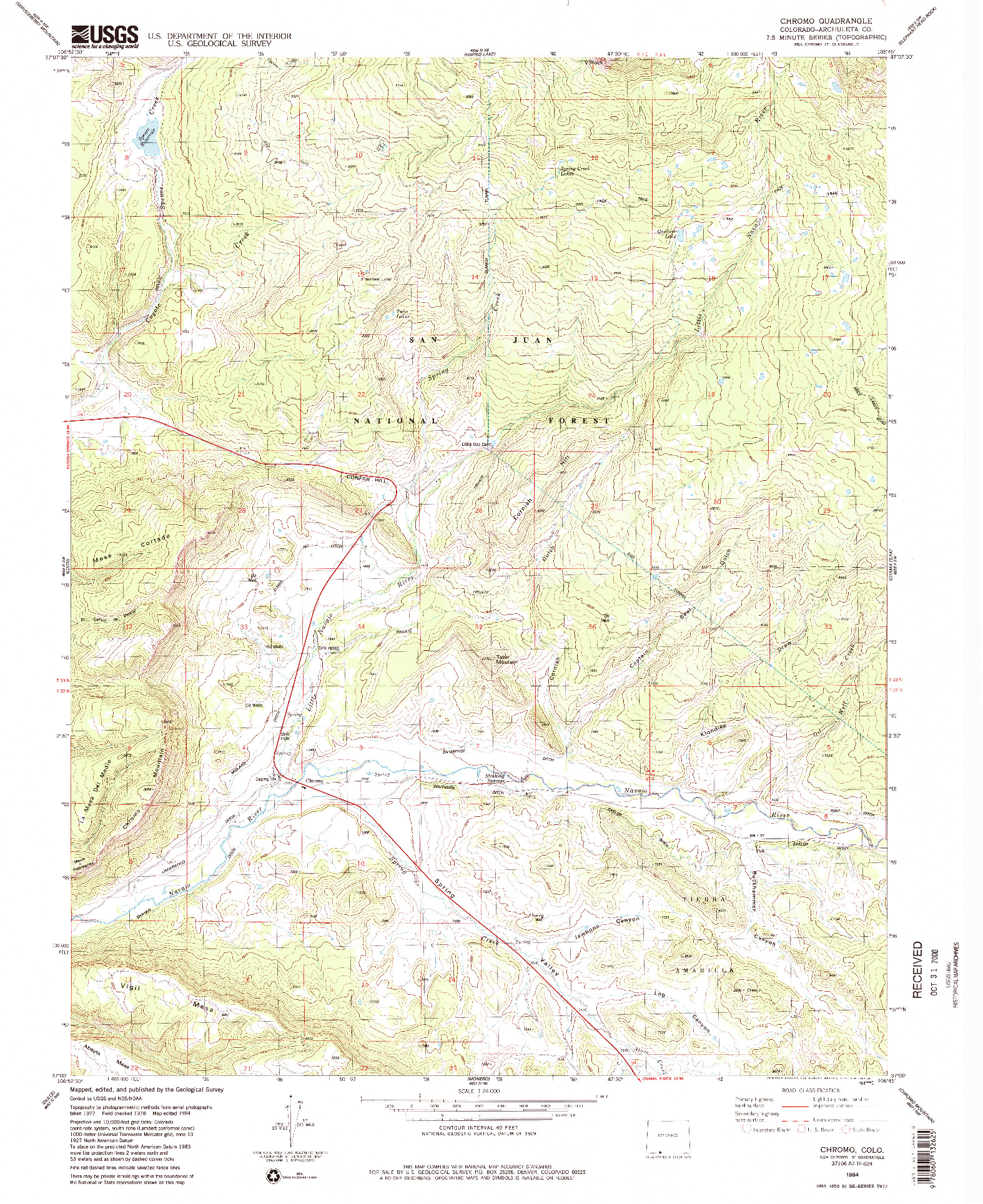 USGS 1:24000-SCALE QUADRANGLE FOR CHROMO, CO 1984