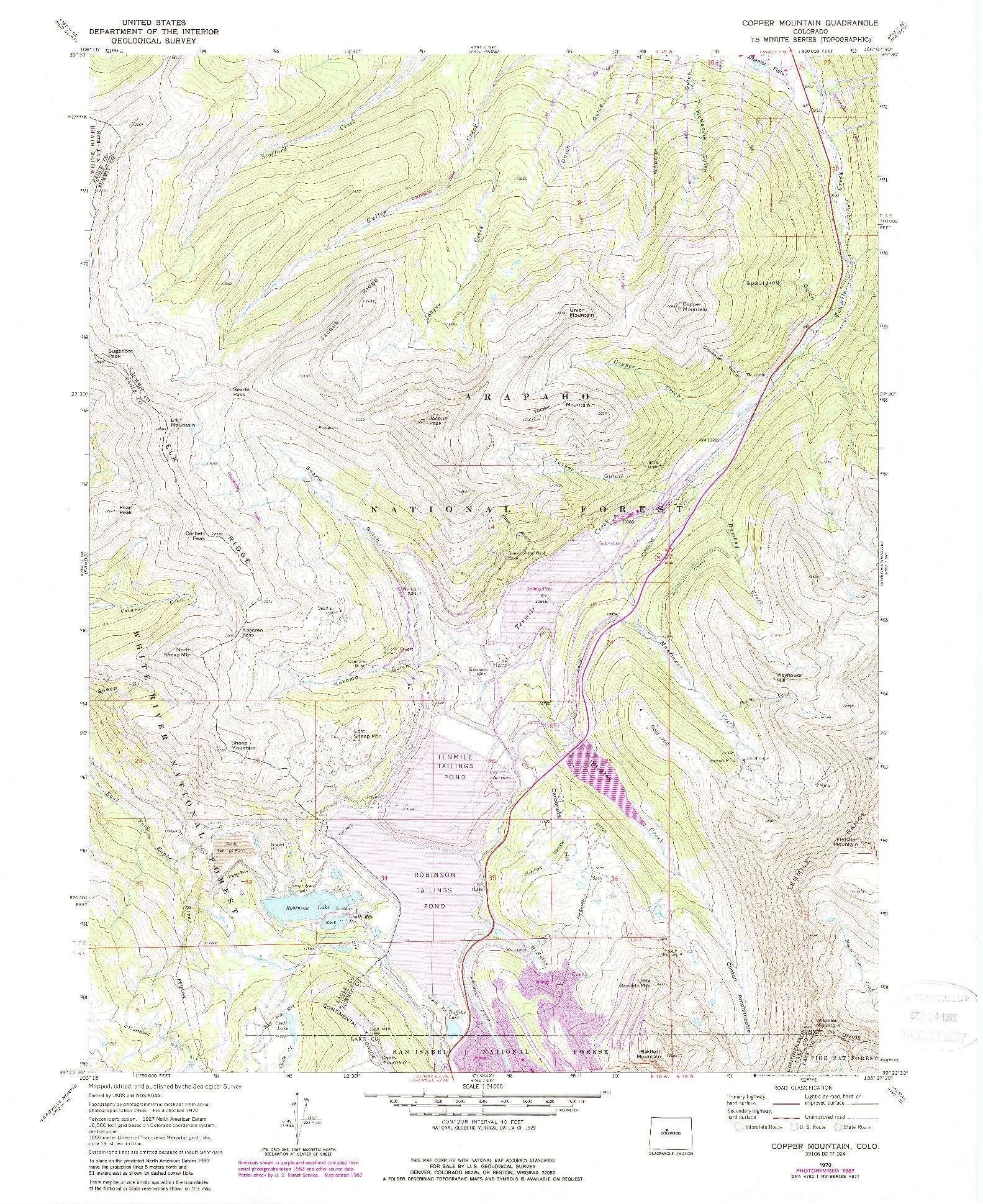 USGS 1:24000-SCALE QUADRANGLE FOR COPPER MOUNTAIN, CO 1970