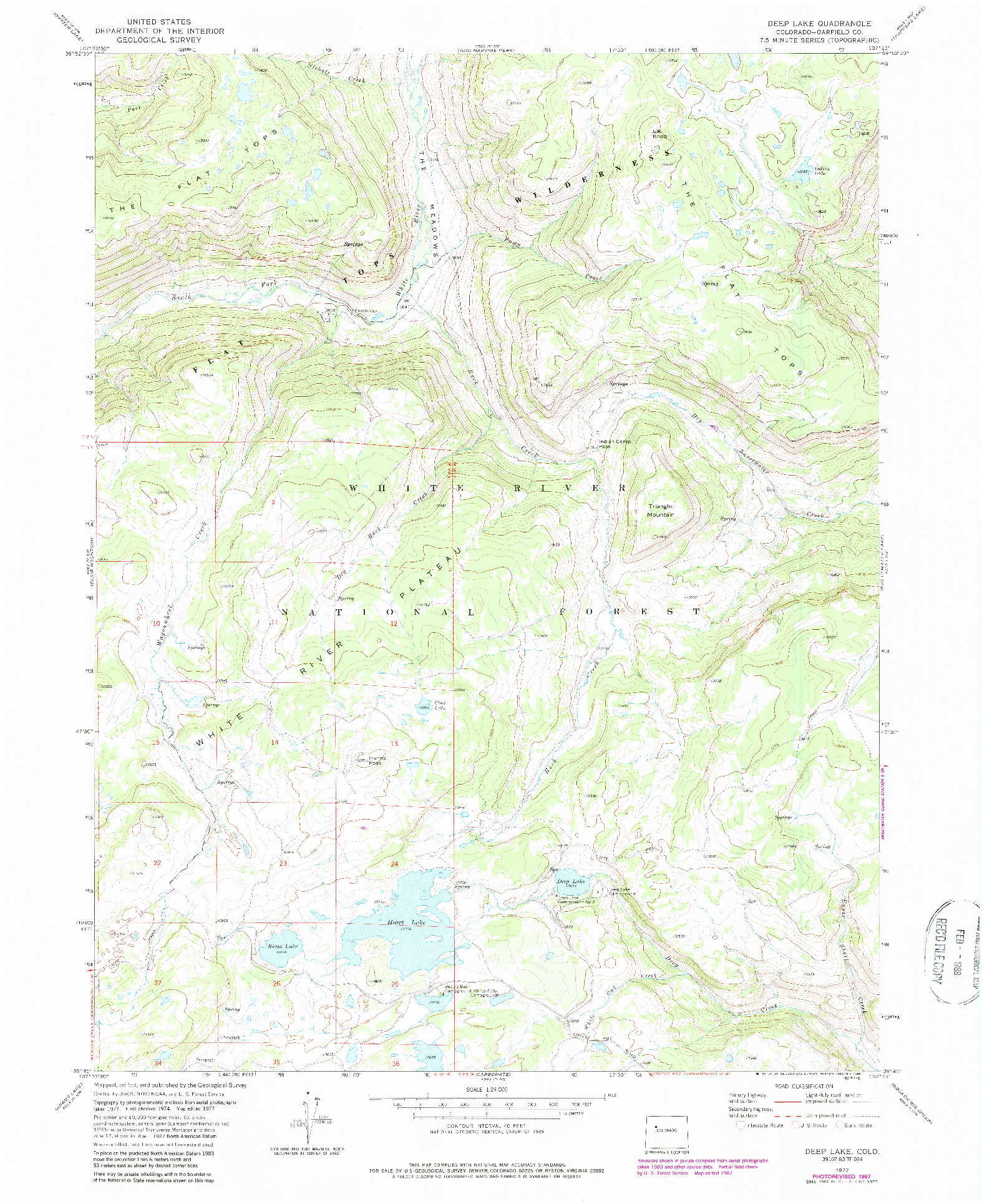 USGS 1:24000-SCALE QUADRANGLE FOR DEEP LAKE, CO 1977