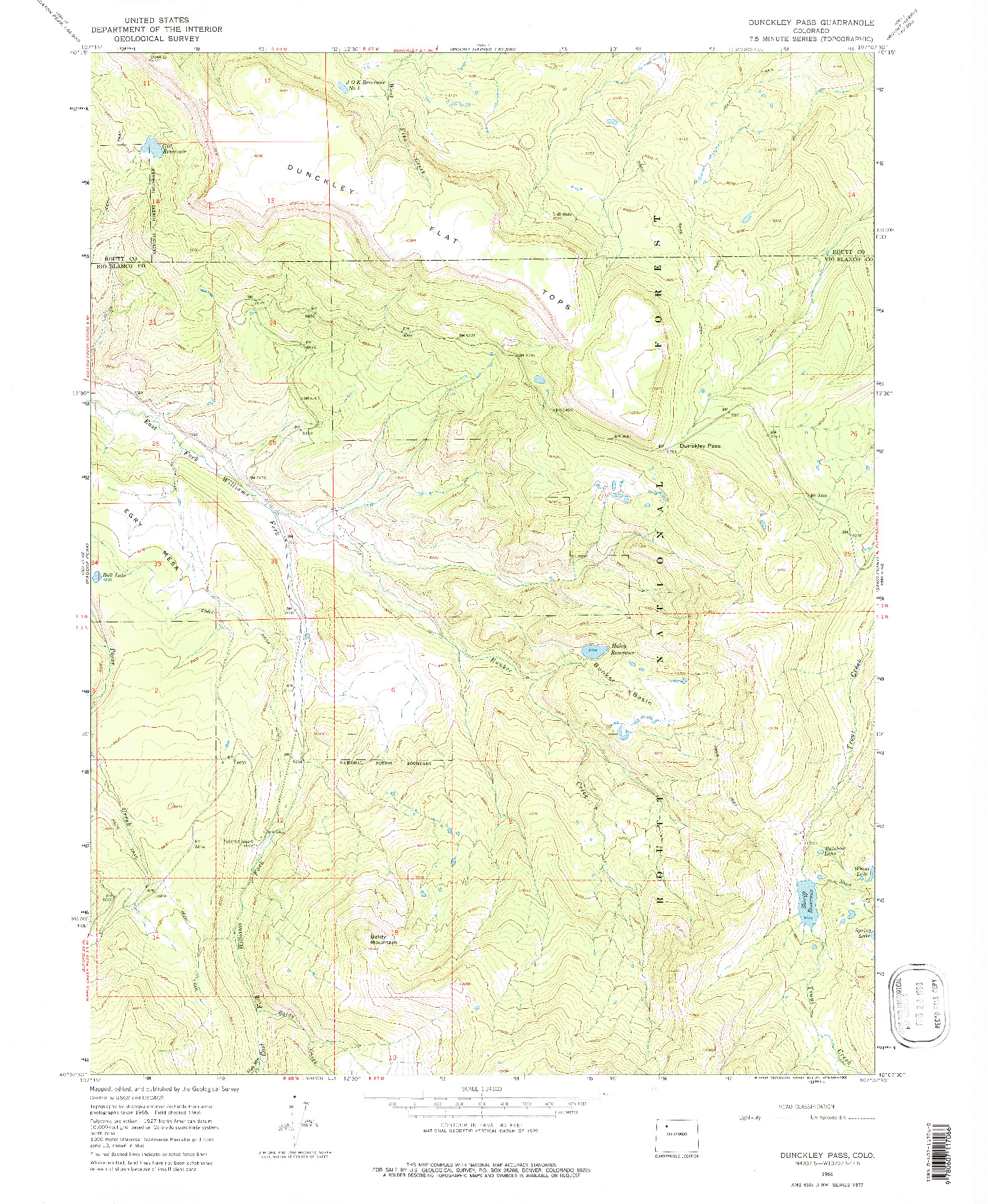 USGS 1:24000-SCALE QUADRANGLE FOR DUNCKLEY PASS, CO 1966