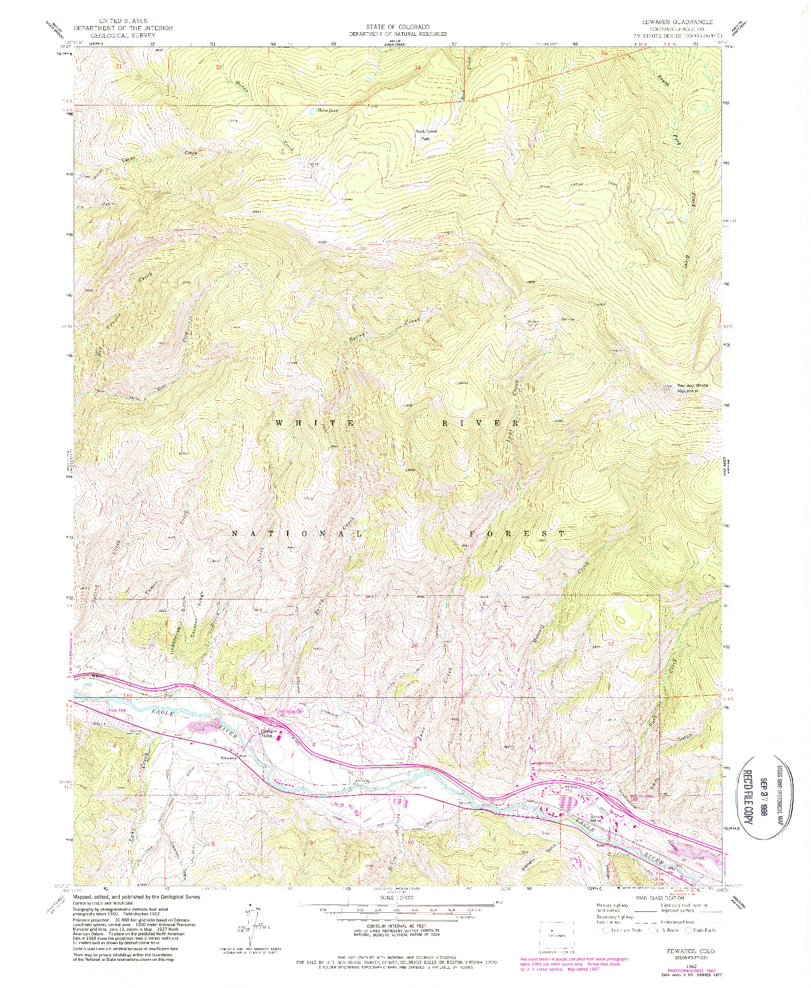 USGS 1:24000-SCALE QUADRANGLE FOR EDWARDS, CO 1962