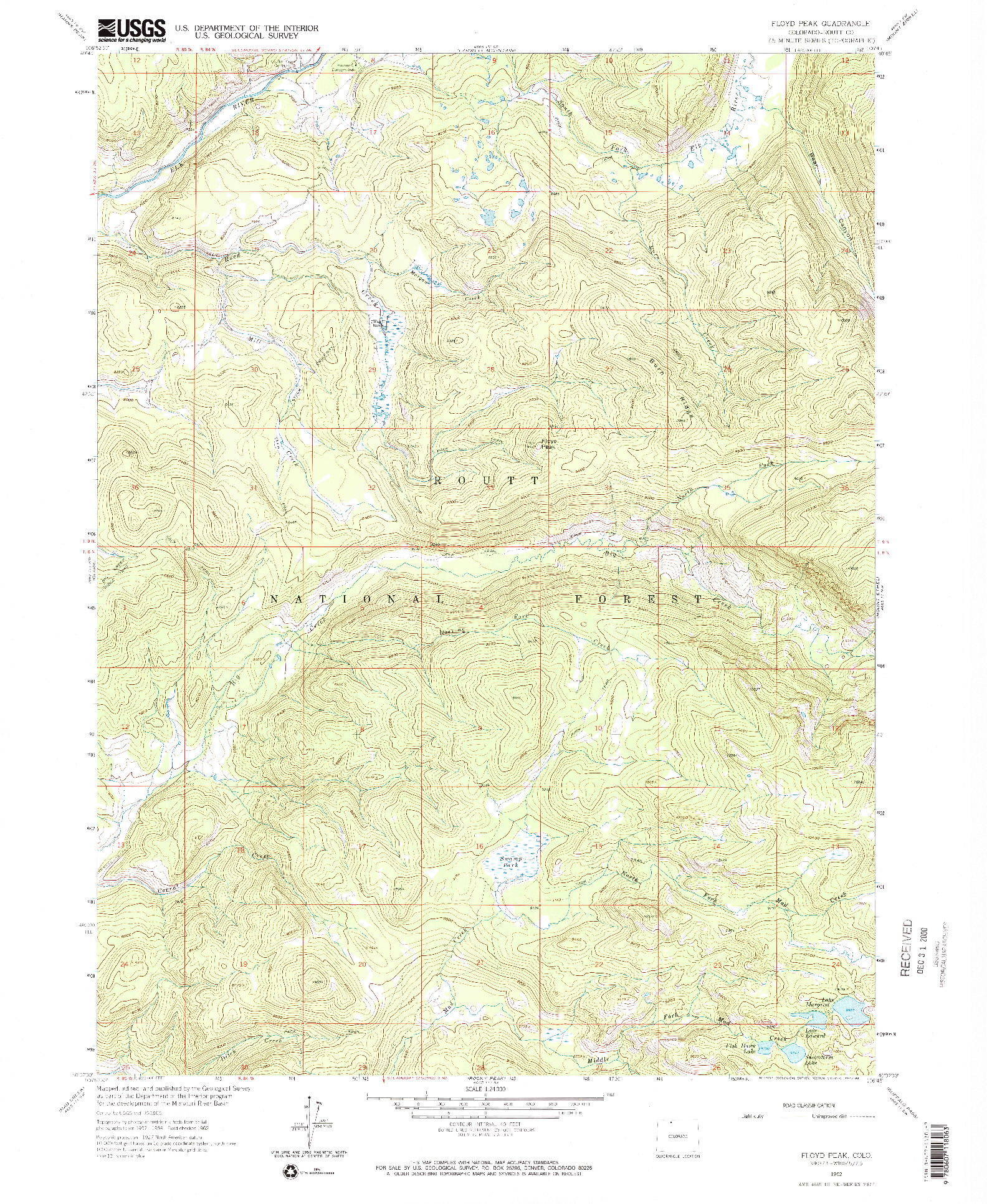 USGS 1:24000-SCALE QUADRANGLE FOR FLOYD PEAK, CO 1962