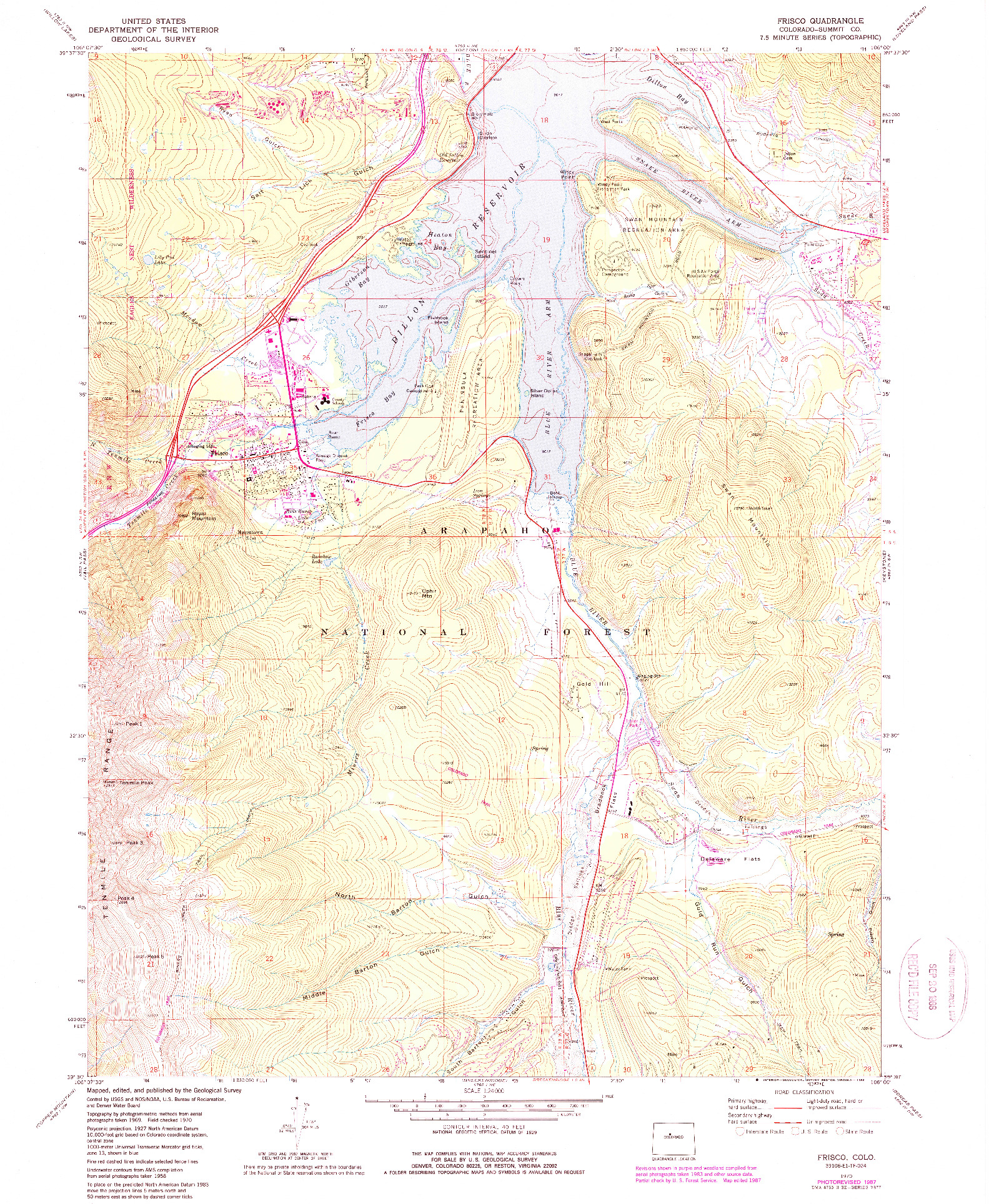 USGS 1:24000-SCALE QUADRANGLE FOR FRISCO, CO 1970