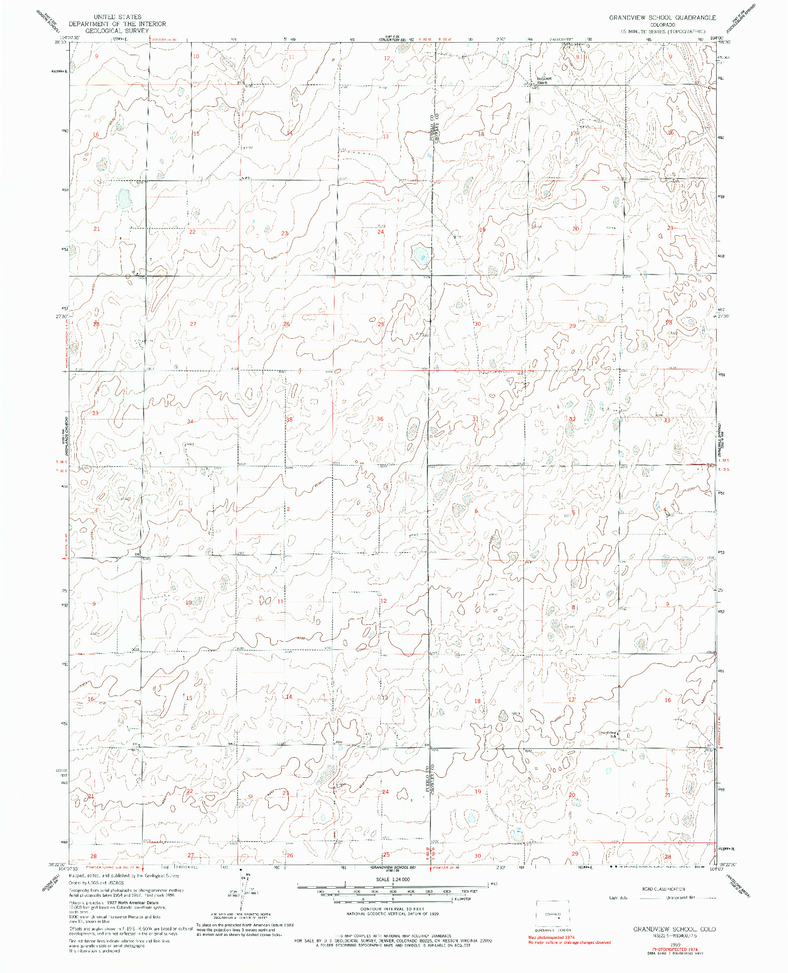 USGS 1:24000-SCALE QUADRANGLE FOR GRANDVIEW SCHOOL, CO 1959