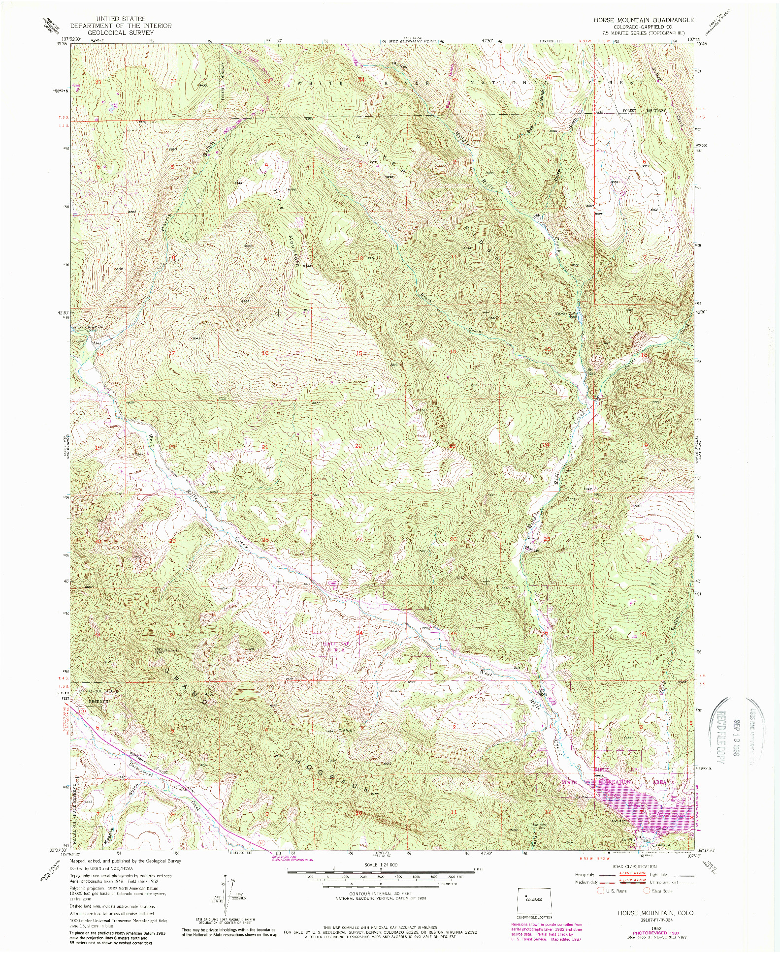 USGS 1:24000-SCALE QUADRANGLE FOR HORSE MOUNTAIN, CO 1952
