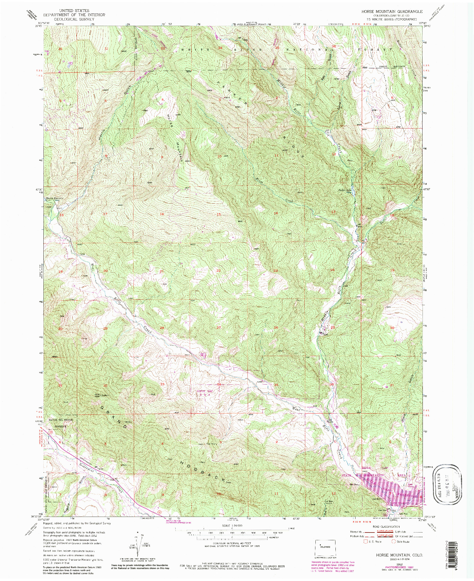 USGS 1:24000-SCALE QUADRANGLE FOR HORSE MOUNTAIN, CO 1952