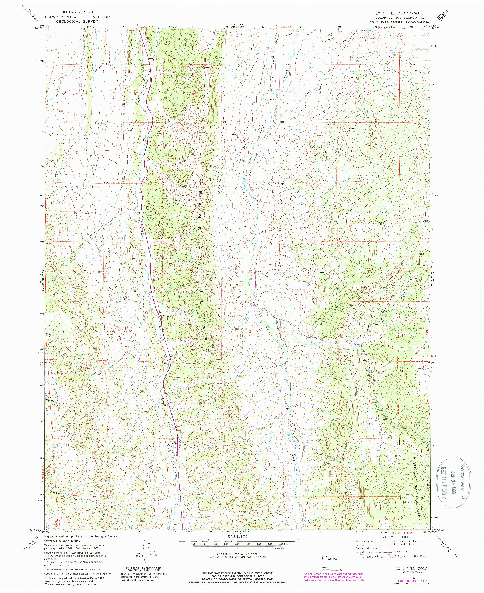 USGS 1:24000-SCALE QUADRANGLE FOR LO 7 HILL, CO 1966