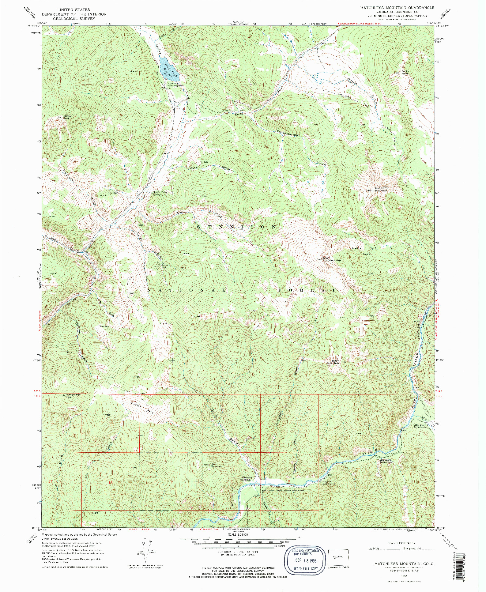 USGS 1:24000-SCALE QUADRANGLE FOR MATCHLESS MOUNTAIN, CO 1967