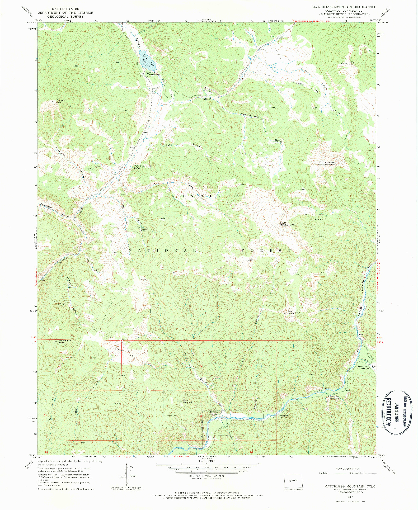 USGS 1:24000-SCALE QUADRANGLE FOR MATCHLESS MOUNTAIN, CO 1967